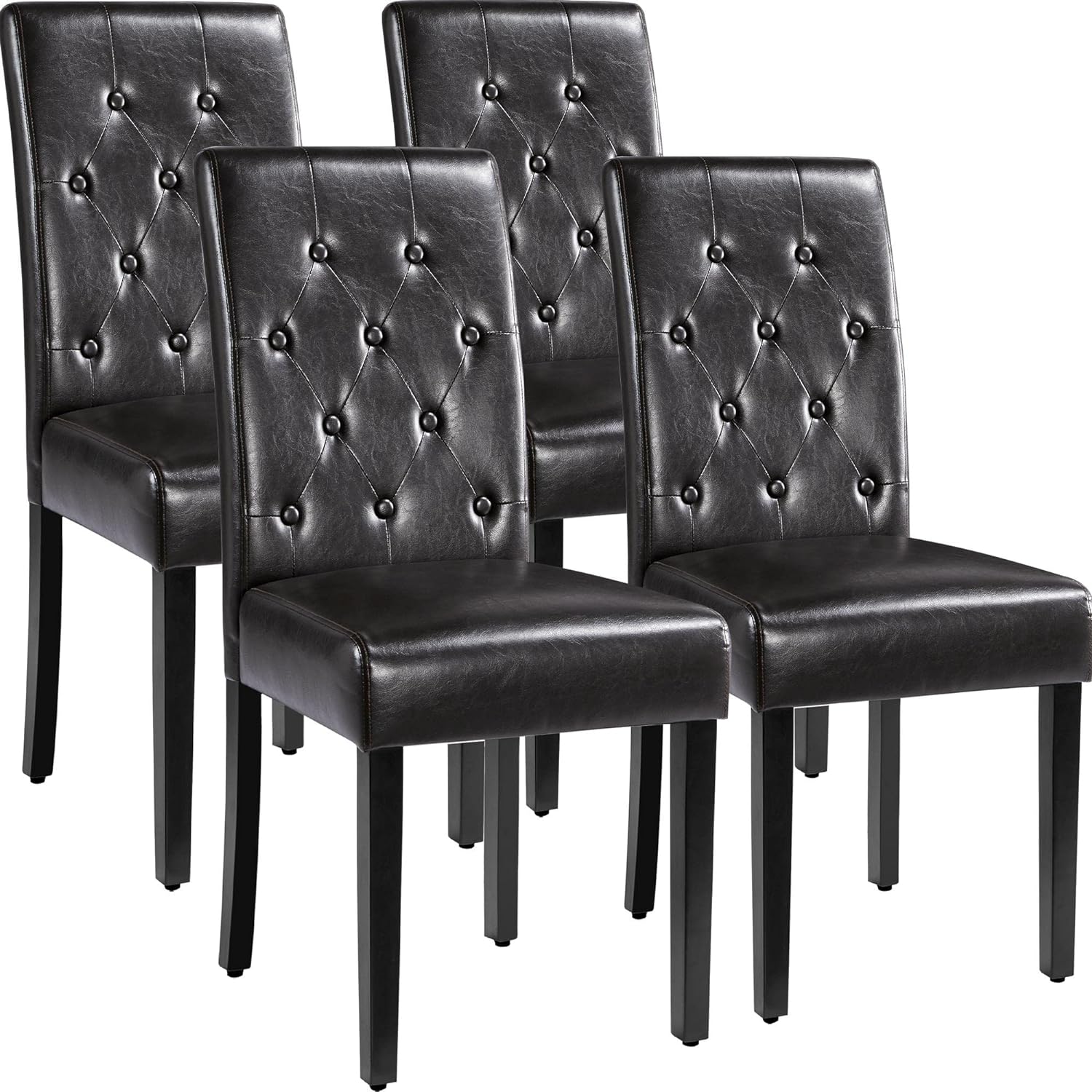 Yaheetech Dining Chairs Set of 2 Button Tufted Kitchen Chairs Brown