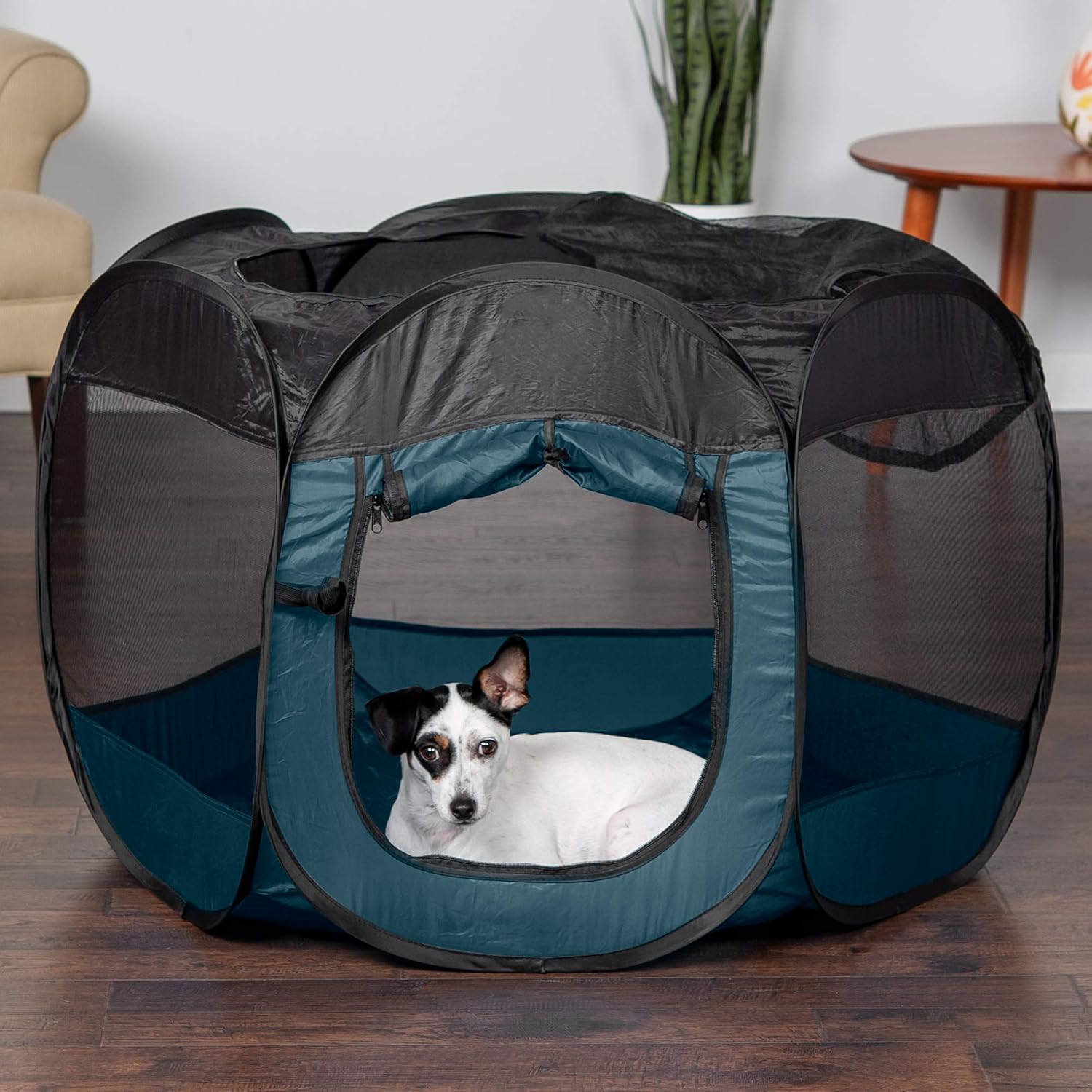Furhaven Portable Dog Playpen Cat Tent, Pet playground,Kennel foldable indoor outdoor zippered puppy crate - Hunter Green, Medium