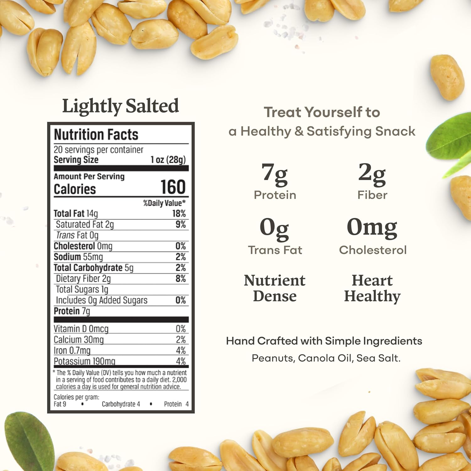 Belmont Peanuts Gourmet Sea-Salted Virginia Peanuts, 20 oz (1 Pack) – Only 3 Simple Ingredients, No Preservatives, 7g Protein – A Premium, Salty, Crunchy, Hand Seasoned Snack
