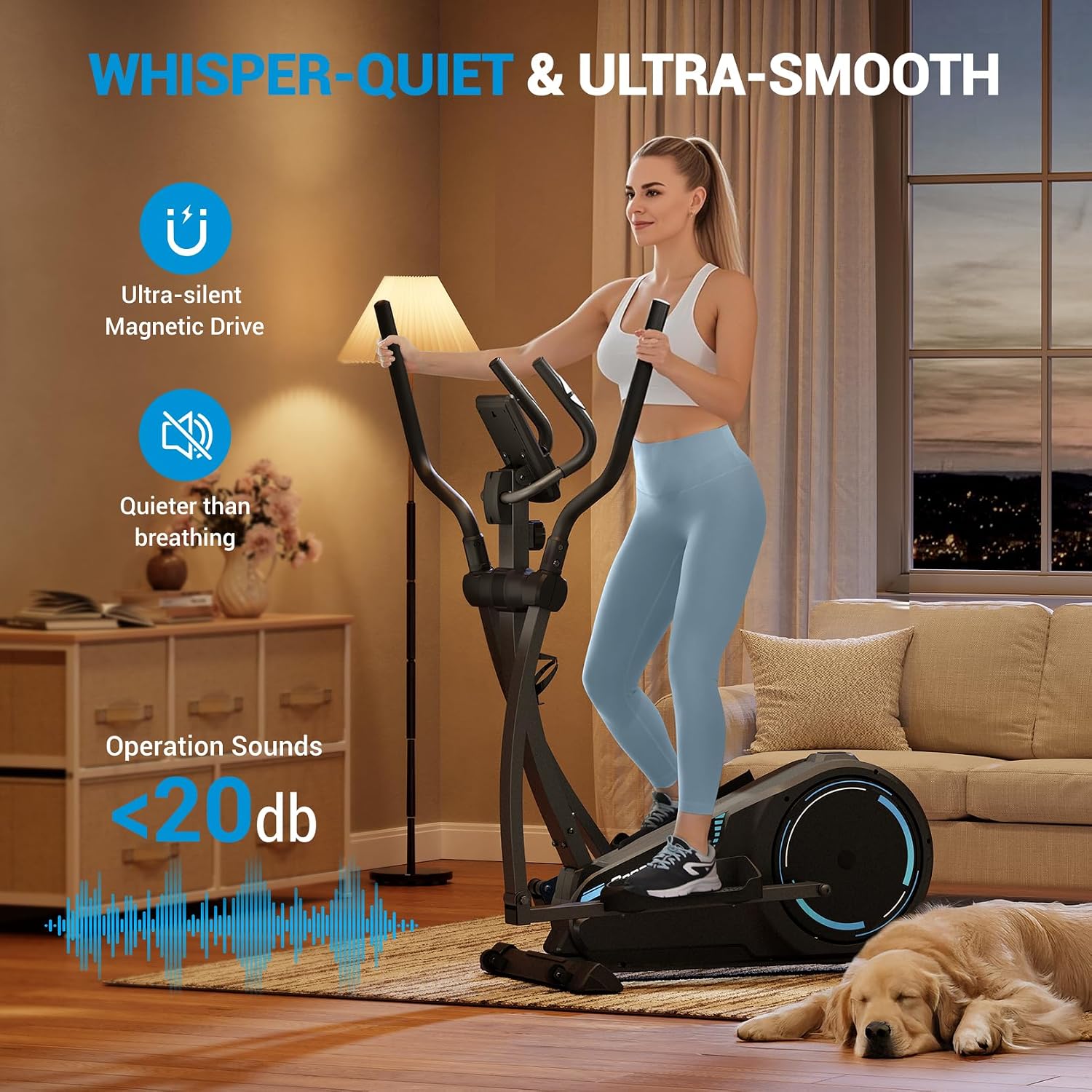 THERUN Elliptical Exercise Machine, Hyper-Quiet Magnetic Elliptical Machine for Home