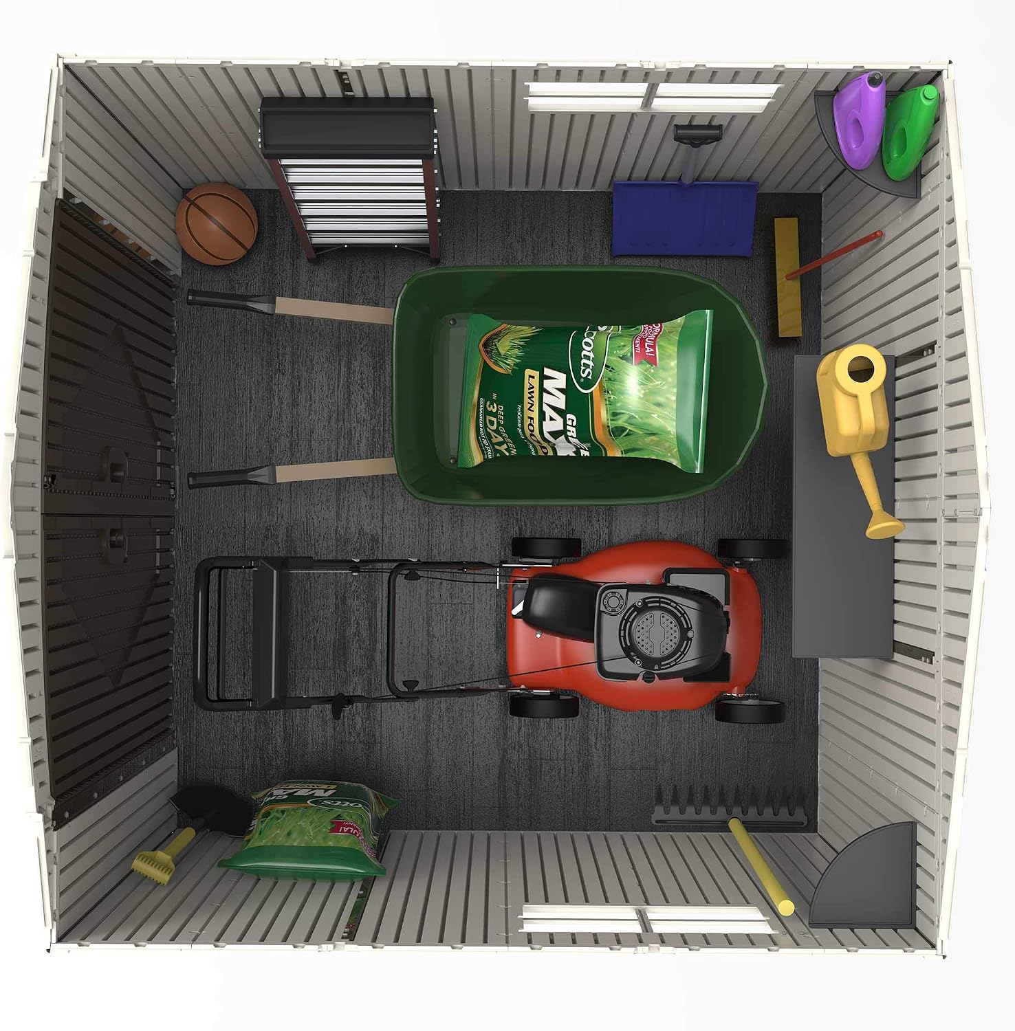 Lifetime 7' x 7' Outdoor Storage Shed with High-Density Polyethylene, Steel-Reinforced, Desert Sand