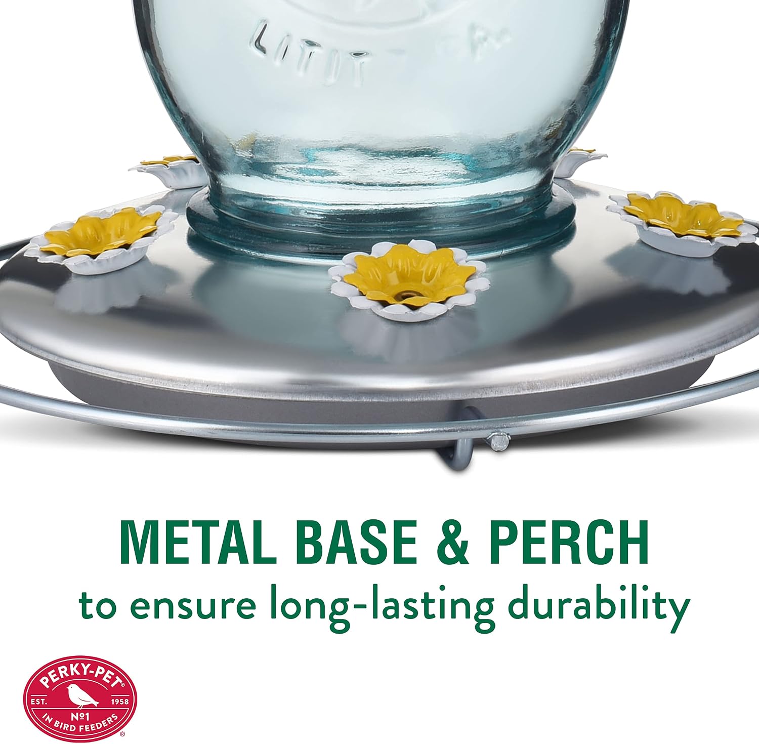 Perky-Pet Mason Jar Hummingbird Feeder, 32 oz Nectar Capacity | Vintage Style Glass Bird Feeder, 5 Flower Feeding Ports, Outdoor Garden Backyard Wildlife