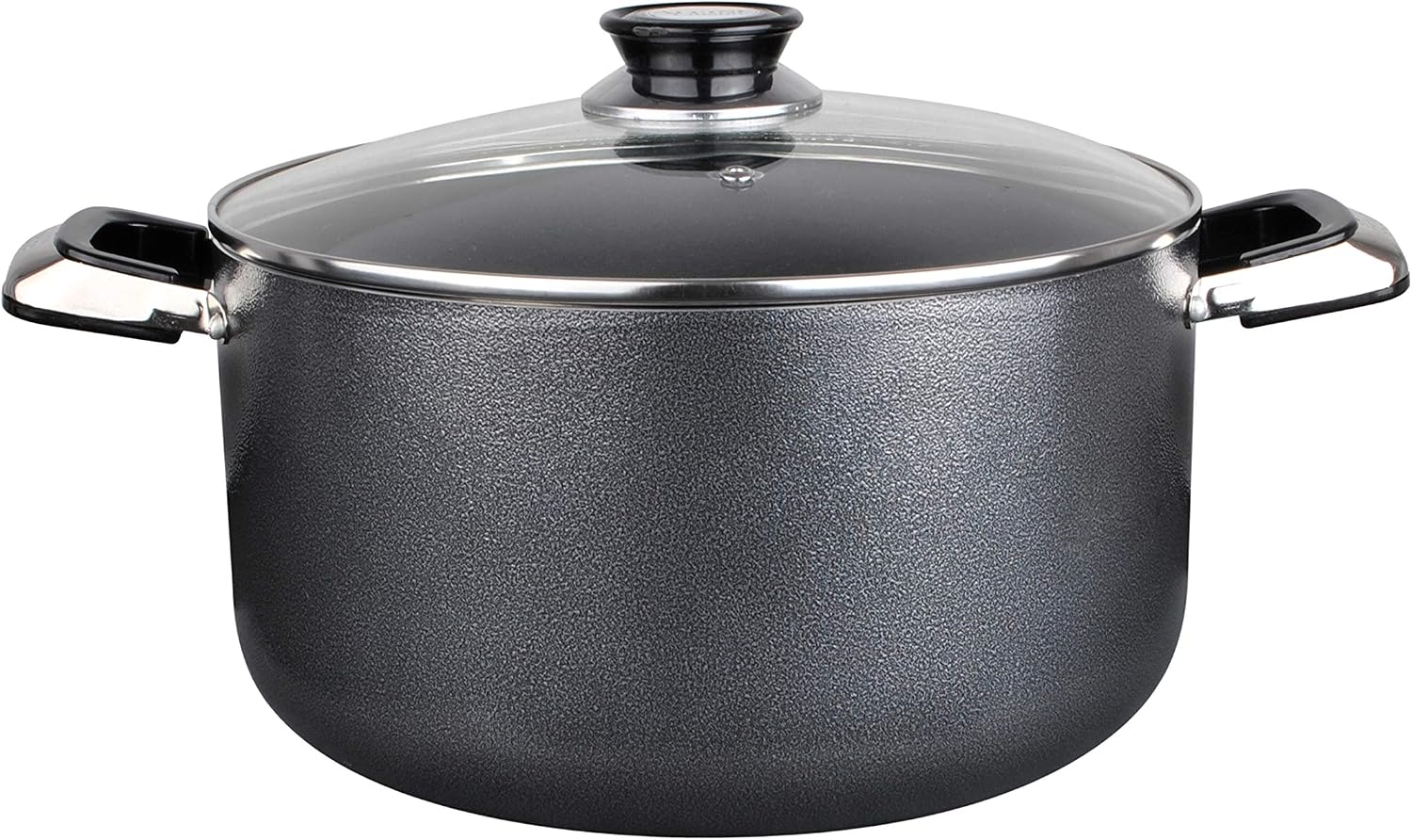 Alpine Cuisine 4 Quart Non-stick Stock Pot with Tempered Glass Lid and Carrying Handles, Multi-Purpose Cookware Aluminum Dutch Oven for Braising, Boiling, Stewing