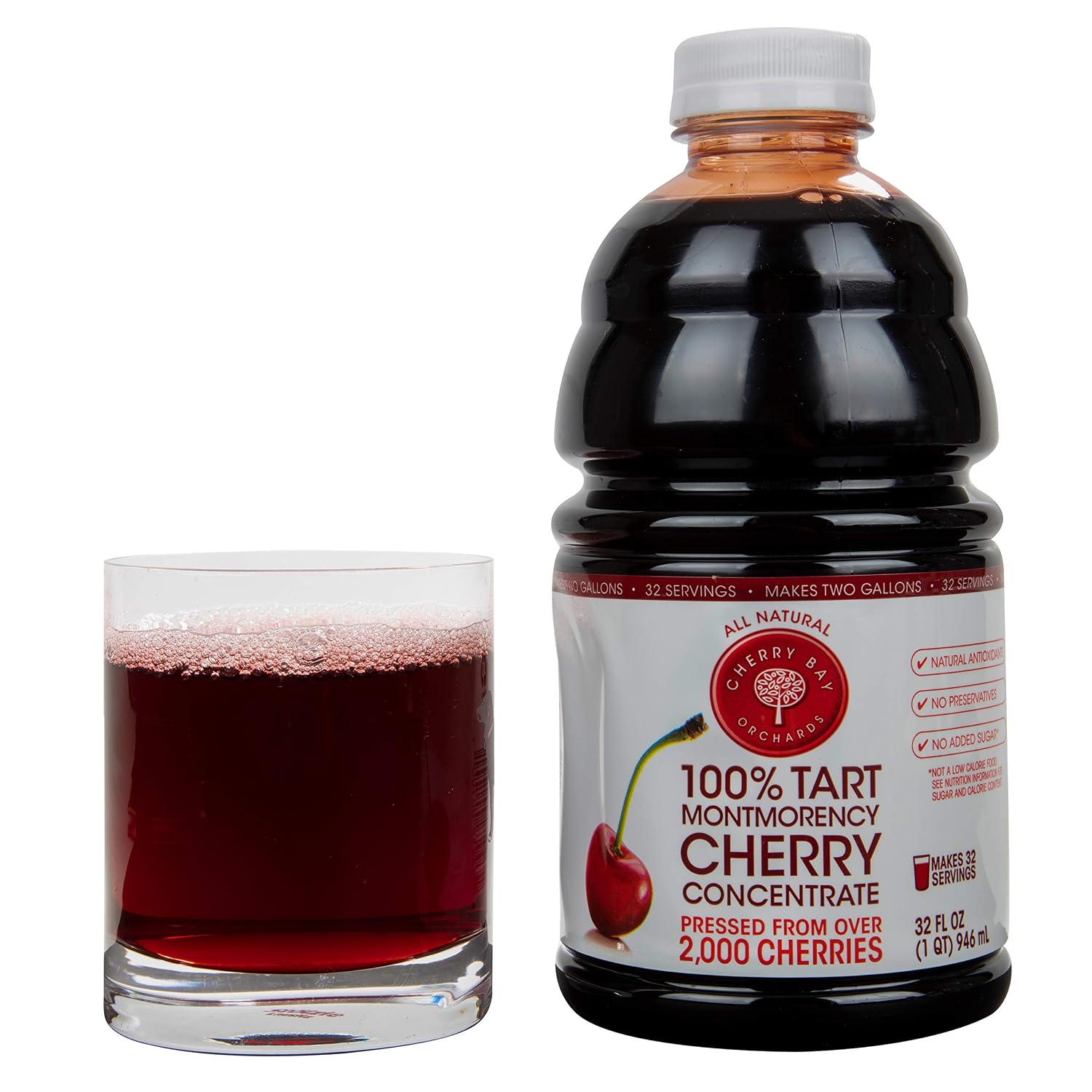 Cherry Bay Orchards Tart Cherry Concentrate - All Natural Juice to Promote Healthy Sleep, 16oz Bottle - Gluten Free, Natural Antioxidants, No Added Sugar or Preservatives