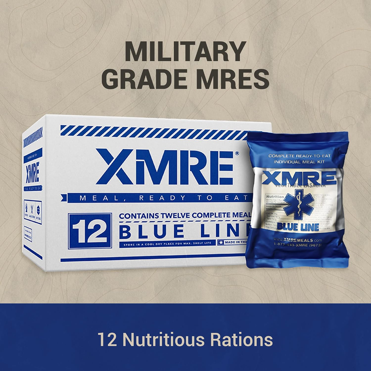 XMRE Blue Line MRE Meals Military 2022 Bulk | Military Grade MREs | For Survival Kits & Hurricane Preparedness Items | Emergency Food Supplies
