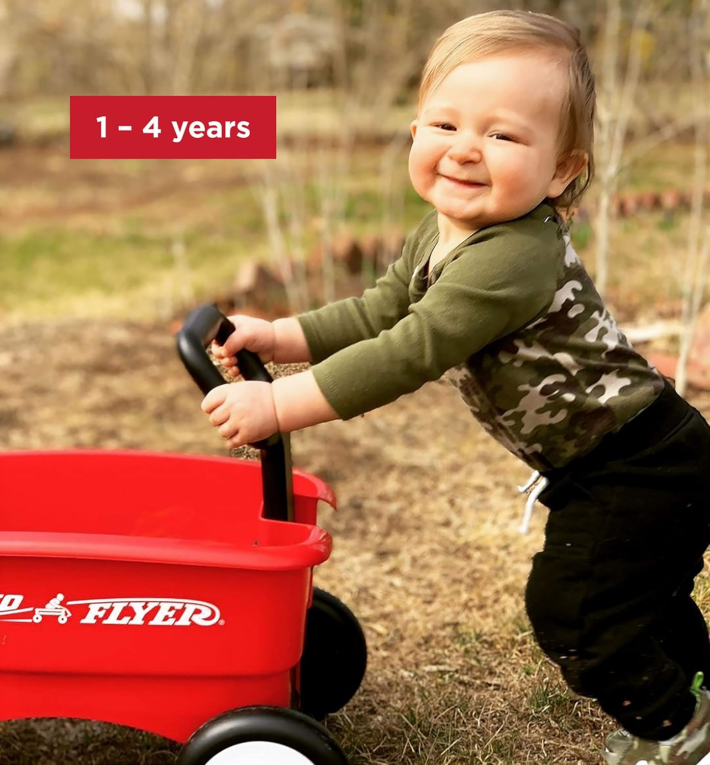 Radio Flyer Push & Pull Walker Wagon with Teddy Bear, Ages 1-4 Years, Red