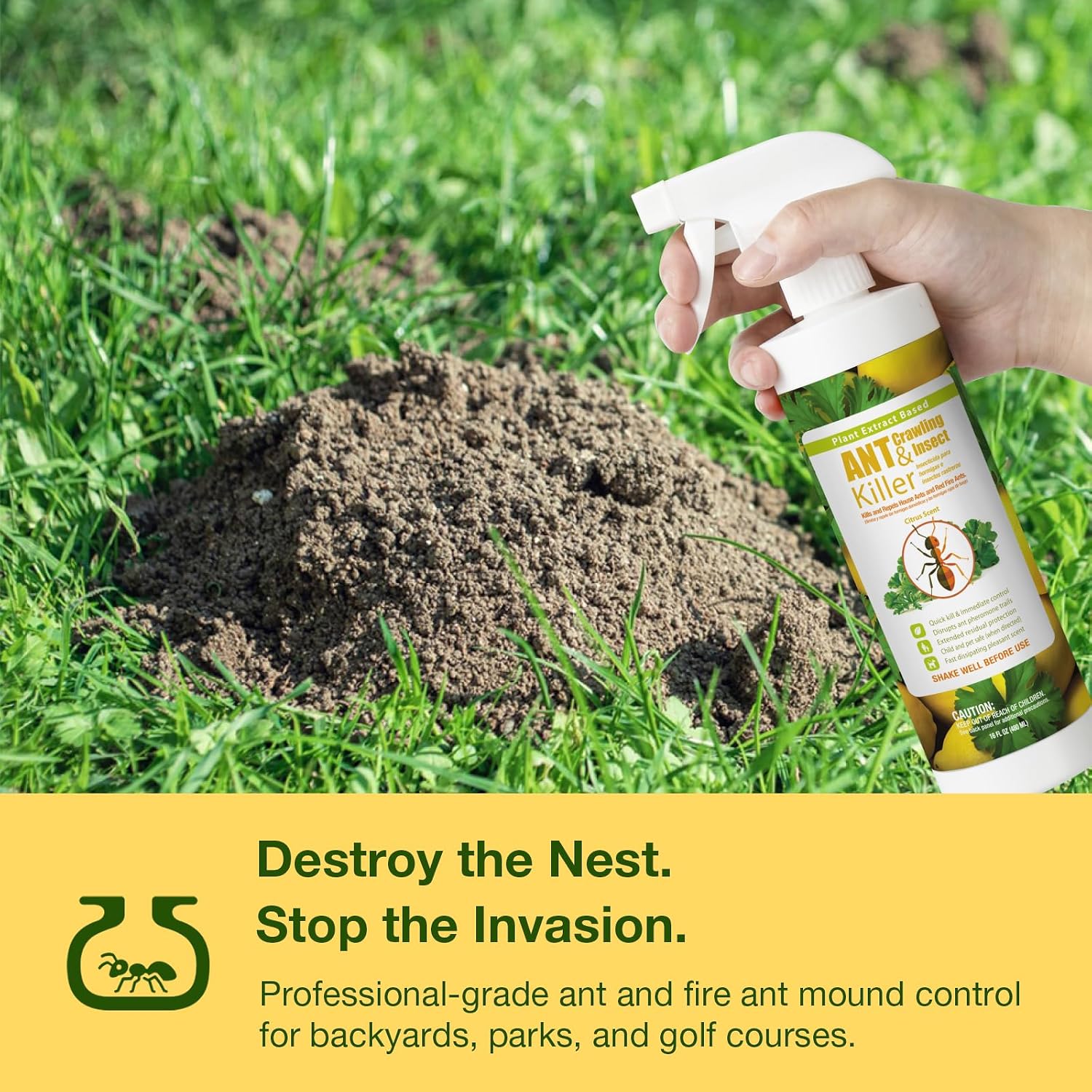 EcoVenger By EcoRaider Ant Killer & Crawling Insect Killer, 16 OZ Ready to Use, Indoor & Outdoor, Kills & Repels, Lasting Prevention, Natural & Non-Toxic Plant Based Formula, Pleasant Citrus Scent