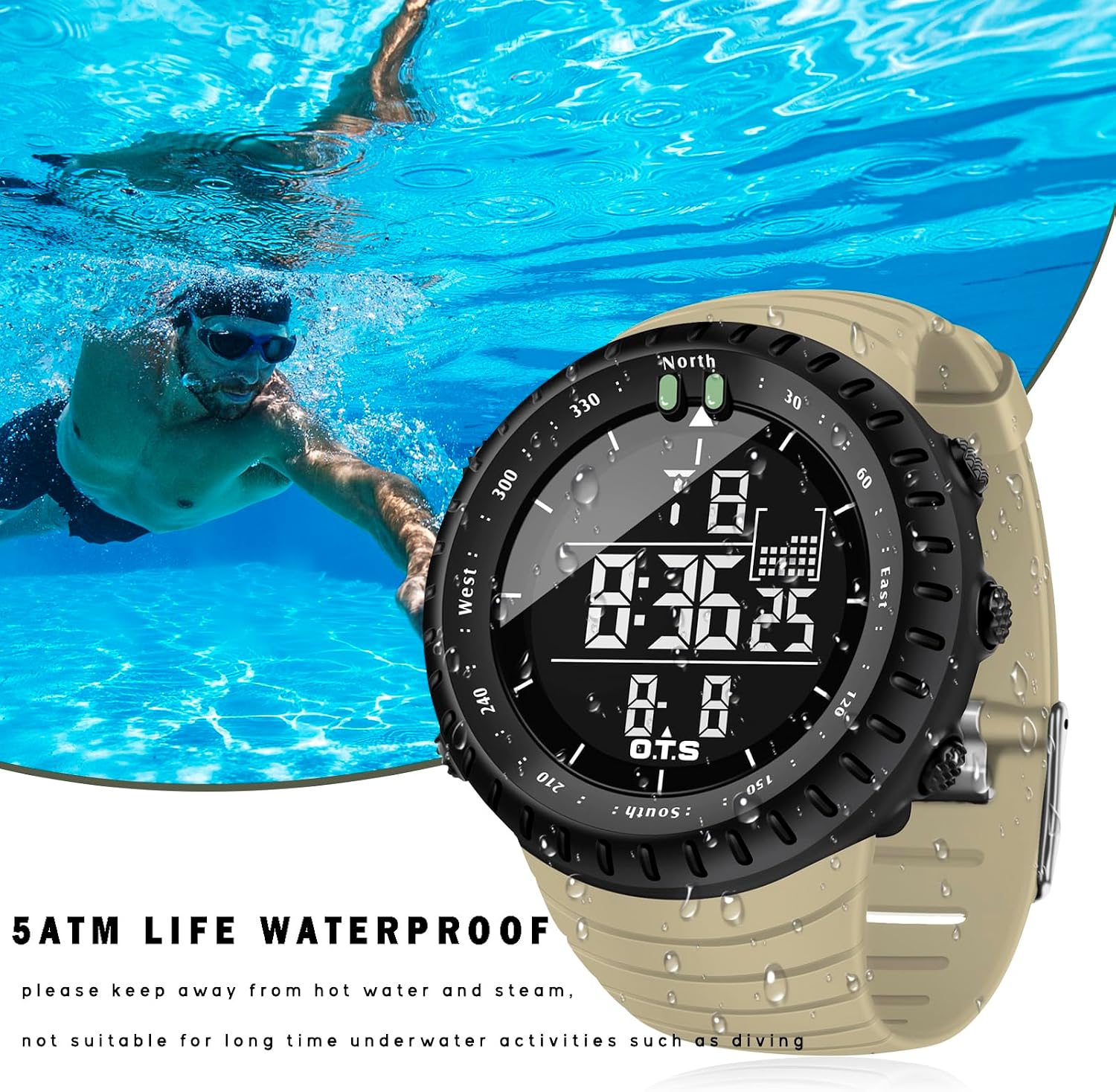 PALADA Men's Digital Sports Watch Waterproof Tactical Watch with LED Backlight Watches for Men