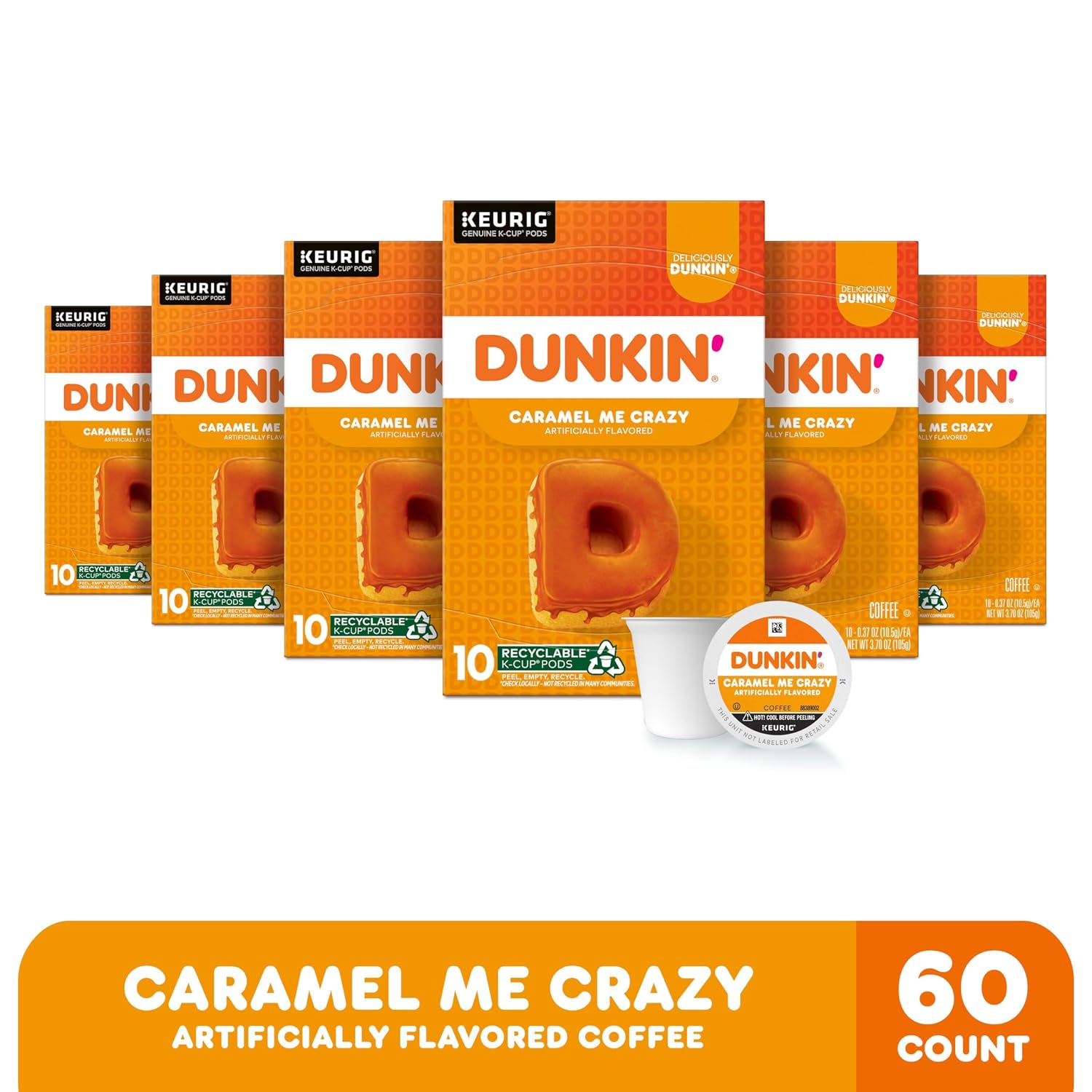 Dunkin’ French Vanilla Artificially Flavored Coffee, 60 Keurig K-Cup Pods | 6 boxes of 10 single serve coffee pods each, Smooth & rich flavor, Made with arabica coffee, Shelf stable, SNAP EBT eligible