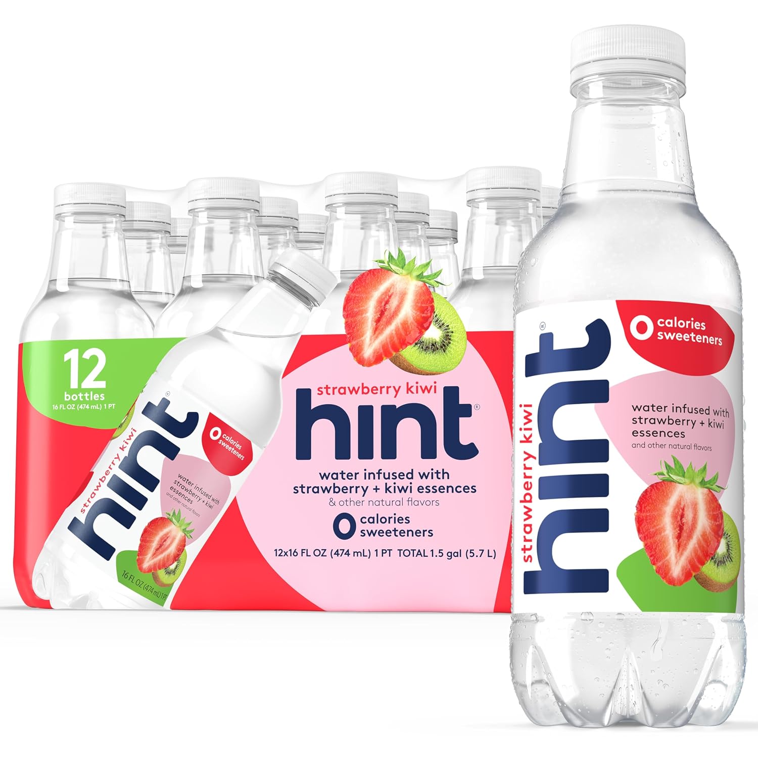 Hint Flavored Water Zero Sugar 0 Calories - Pineapple 16 FL Oz (12 pack) | Crisp, refreshing water, fruit flavors. 0 calories, 0 sugar, 0 sweeteners. Hydration for wellness. Gluten-free, Kosher, Vegan