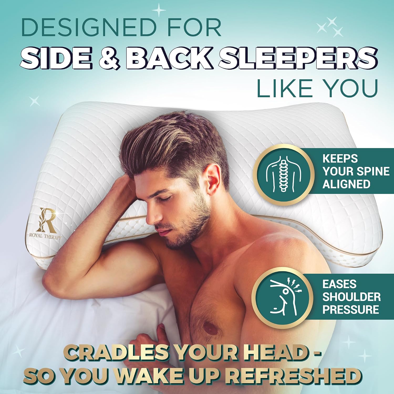 Royal Therapy Queen Size Set of 2-Shredded Memory Foam Pillow–Adjustable Memory Foam Pillow for Sleeping, Firm Pillow for Neck & Shoulder Support