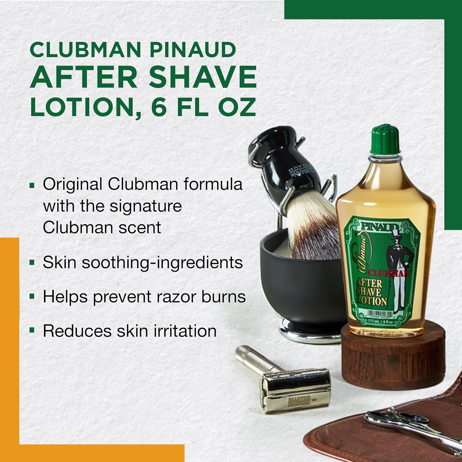 Clubman Pinaud After Shave Lotion, Soothes Skin After Shaving with Masculine Fragrance, 16 Oz