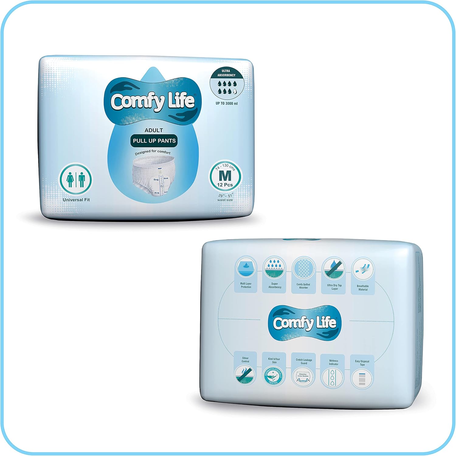 Comfy Life Premium Adult Diaper Incontinence Pull Up Pants – High Absorbency Adult Diapers for Women & Men - Adult Pull Up Nappy Pants for Comfort & Protection - Large Pack of 12 Pants