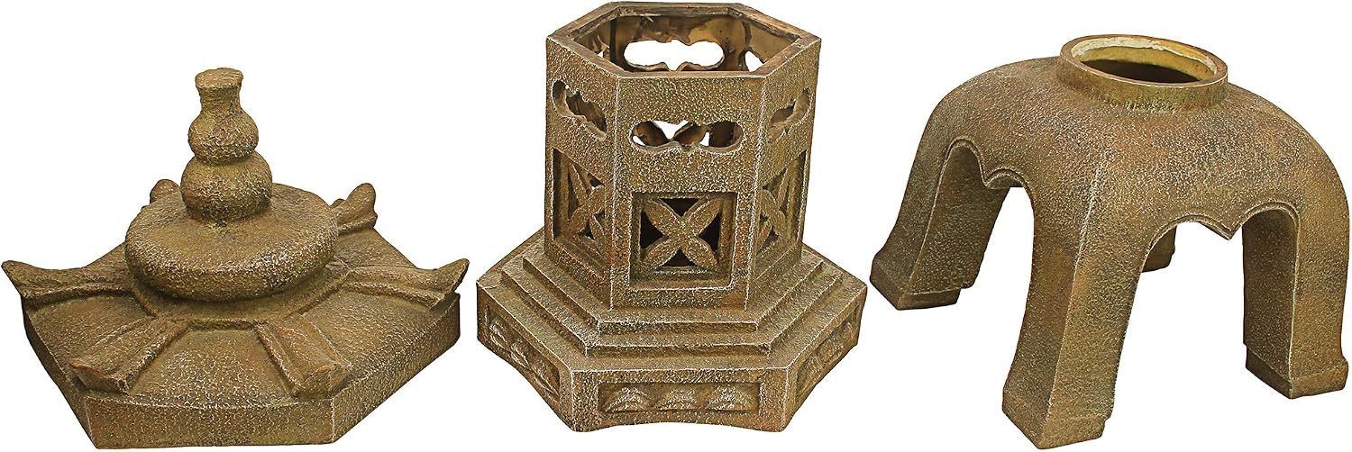 Design toscano ng29870 asian decor pagoda lantern indoor/outdoor statue, 11 inches wide, 11 inches deep, 17 inches high, handcast polyresin, two tone stone finish