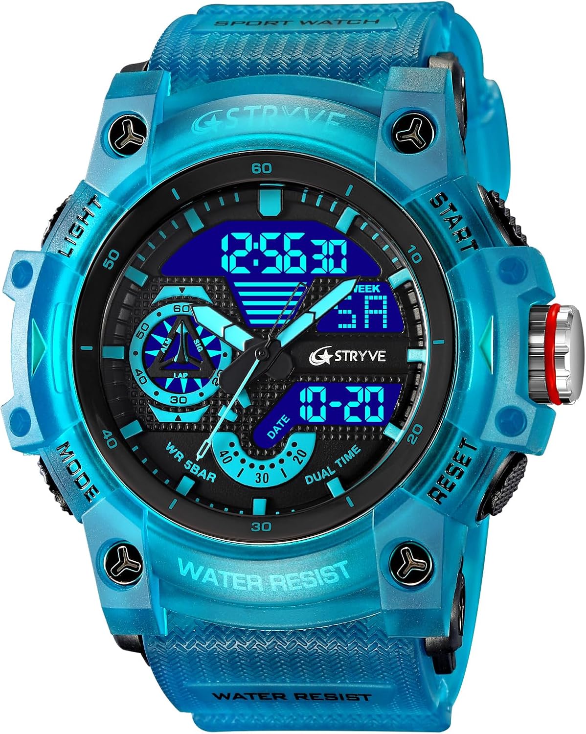 Gosasa Men's Large Face Outdoor Sports Watches Military S-Shock Watch Waterproof, Backlight, Alarm, Stopwatch Features - Rugged Wristwatch for Training, Hiking, and Adventure