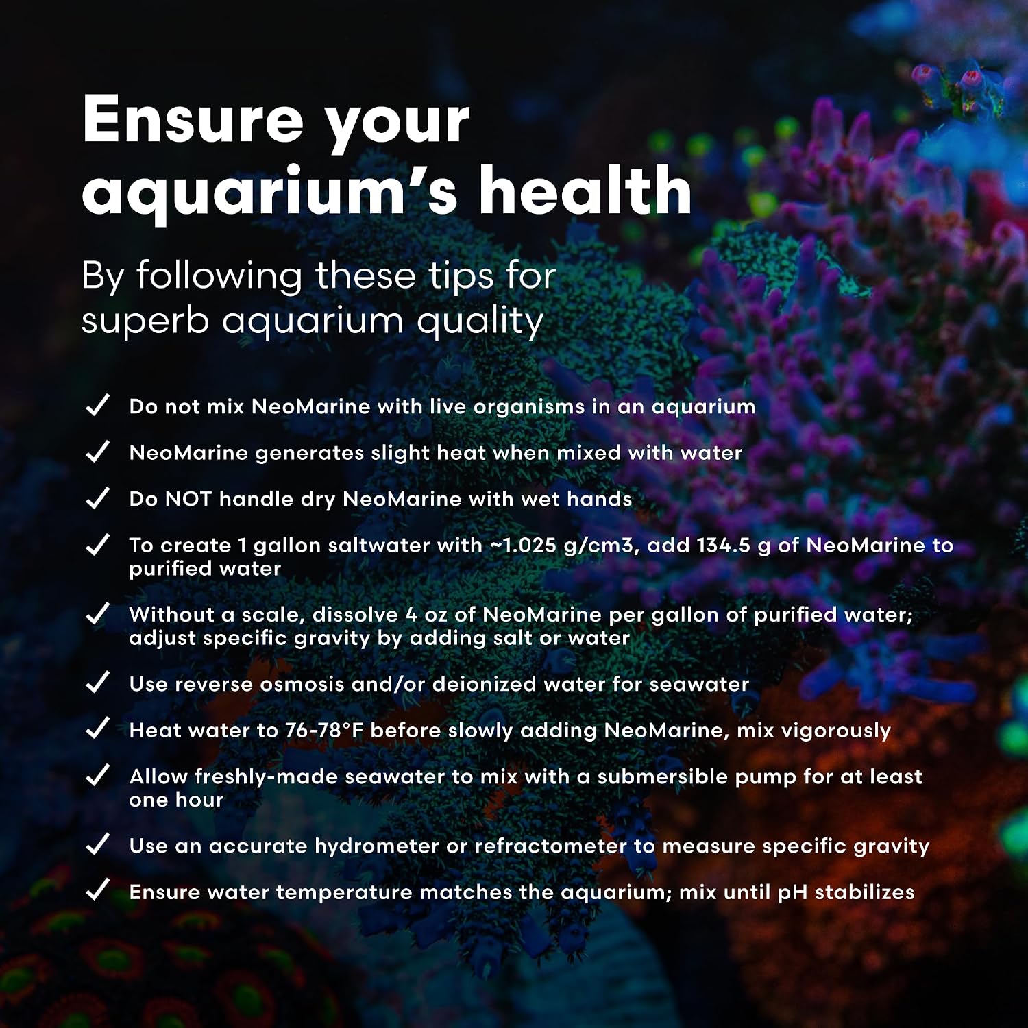Brightwell Aquatics - NeoMarine Marine Salt Blend for Reef Aquarium - Fish Tank Starter Aquarium Salt - Aquarium Water Treatments, 16-GAL