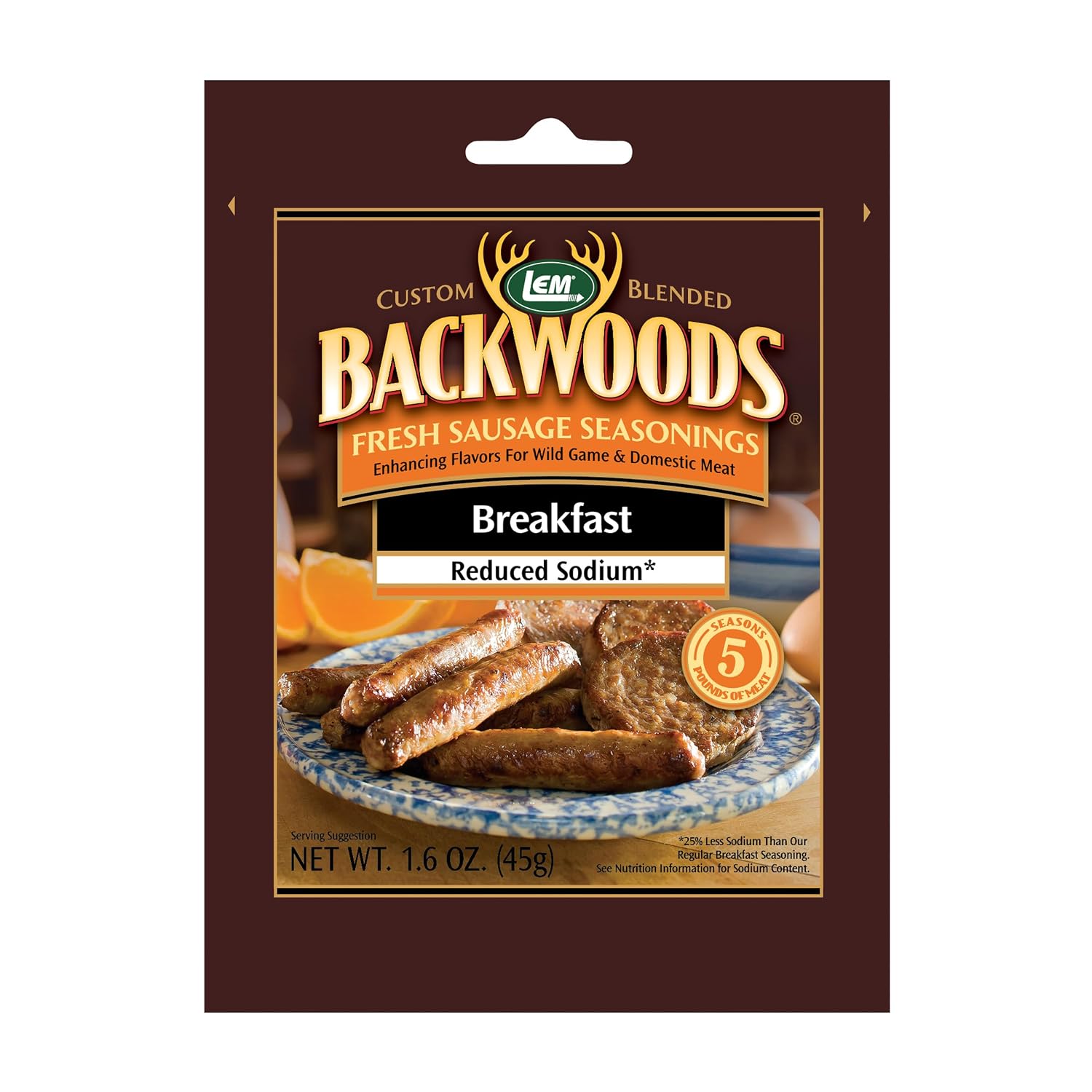 LEM Products Backwoods Breakfast Fresh Sausage Seasoning, 8.3 oz Packet | Pre-Measured Seasoning for Wild Game and Domestic Meat, Seasons Up to 25 Pounds of Meat for Homemade Patties and Sausages