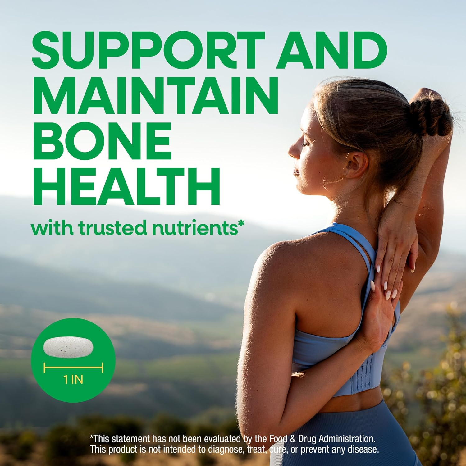 Nature’s Way Alive! Calcium Bone Support Tablets*, 1,200 mg Calcium, 120 ct | Max Absorption Calcium Supplement with Vitamins D3, K2, & Magnesium, Promotes Bone Health and Bone Density*, Gluten Free