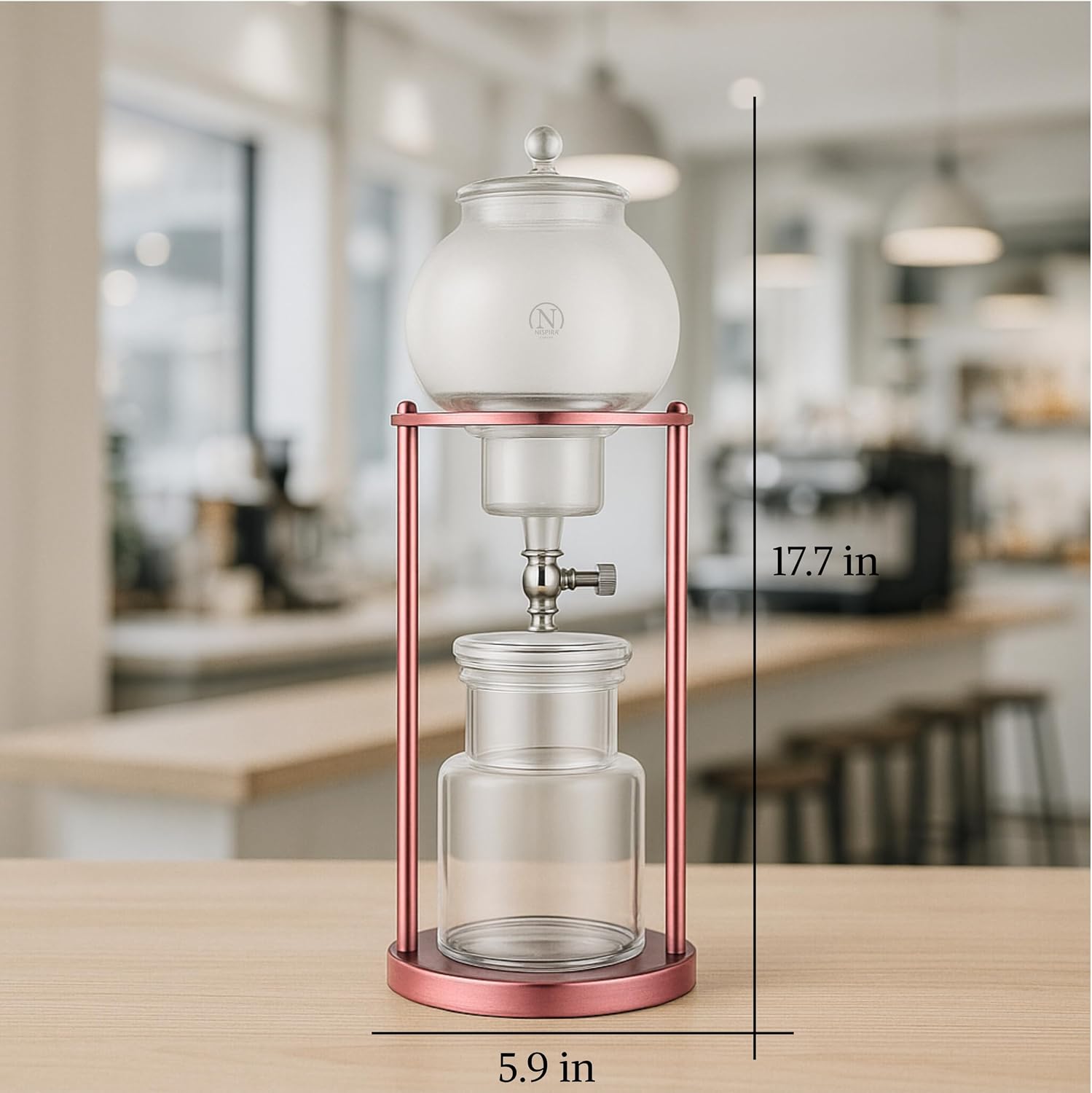 NISPIRA Luxury Ice Cold Brew Dripper Coffee Maker in Stainless steel, 600 ml Copper