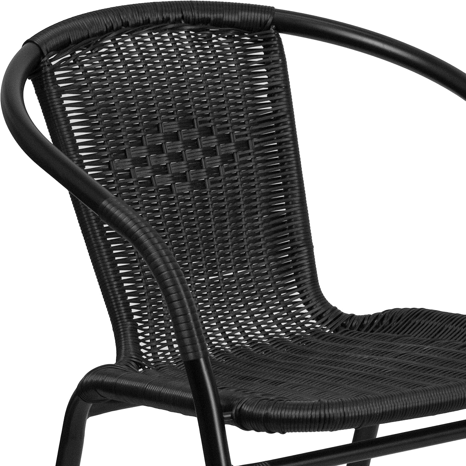 Flash Furniture Lila Modern Rattan Indoor/Outdoor Stackable Dining Chairs, Stacking Rattan Bistro Chairs for Patio or Restaurant, Set of 4, Brown | Commercial Grade, Indoor/Outdoor Use