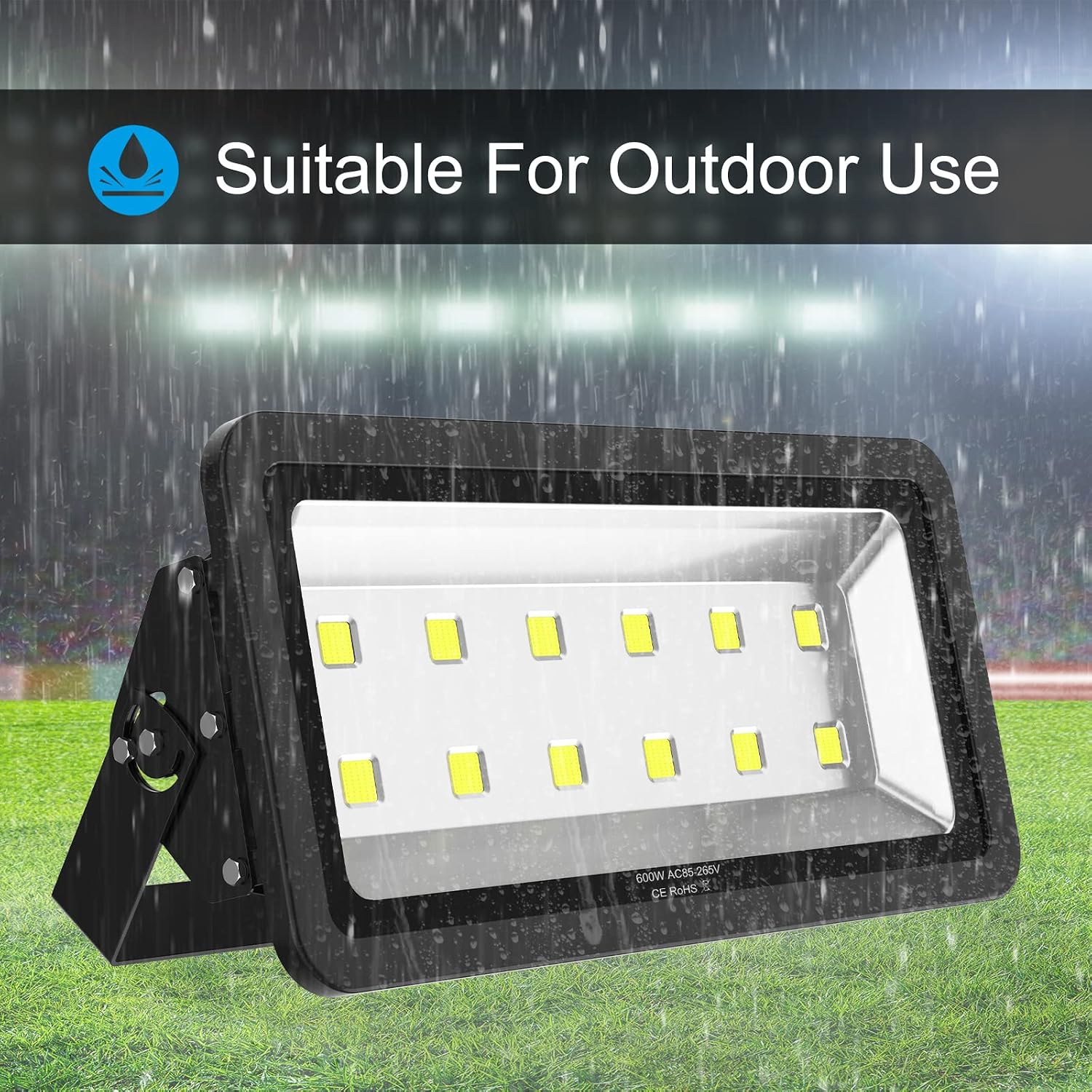 200W LED Flood Lights Outdoor, 110-285V, 20000LM Super Bright Security Light Fixture, IP66 Waterproof 6000K Daylight White，Landscape Commercial Industrial Lighting Fixtures