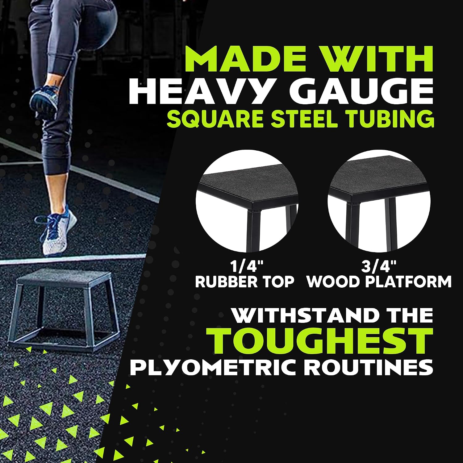 Rage Fitness Steel Plyo Box 12-18-24 Inch High Anti-Slip Pre-Assembled Plyometric Jump Box for Home Gym Conditioning and Strength Training (Sold