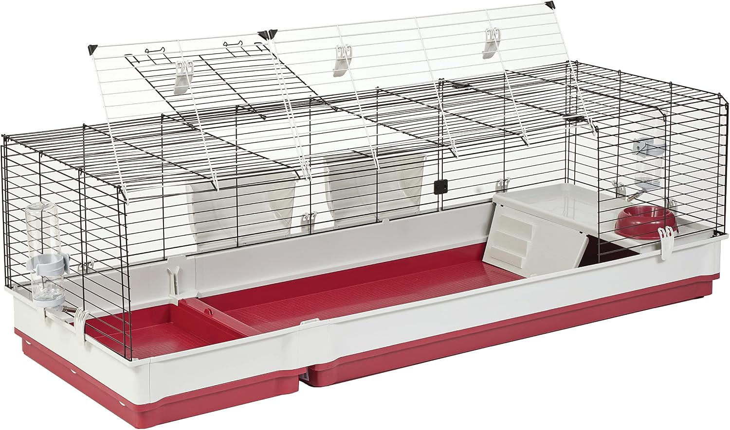 MidWest Homes for Pets 158 Wabbitat Deluxe Rabbit Home, Rabbit Cage, 39.5 L x 23.75 W x 19.75 H Inch, Maroon/White