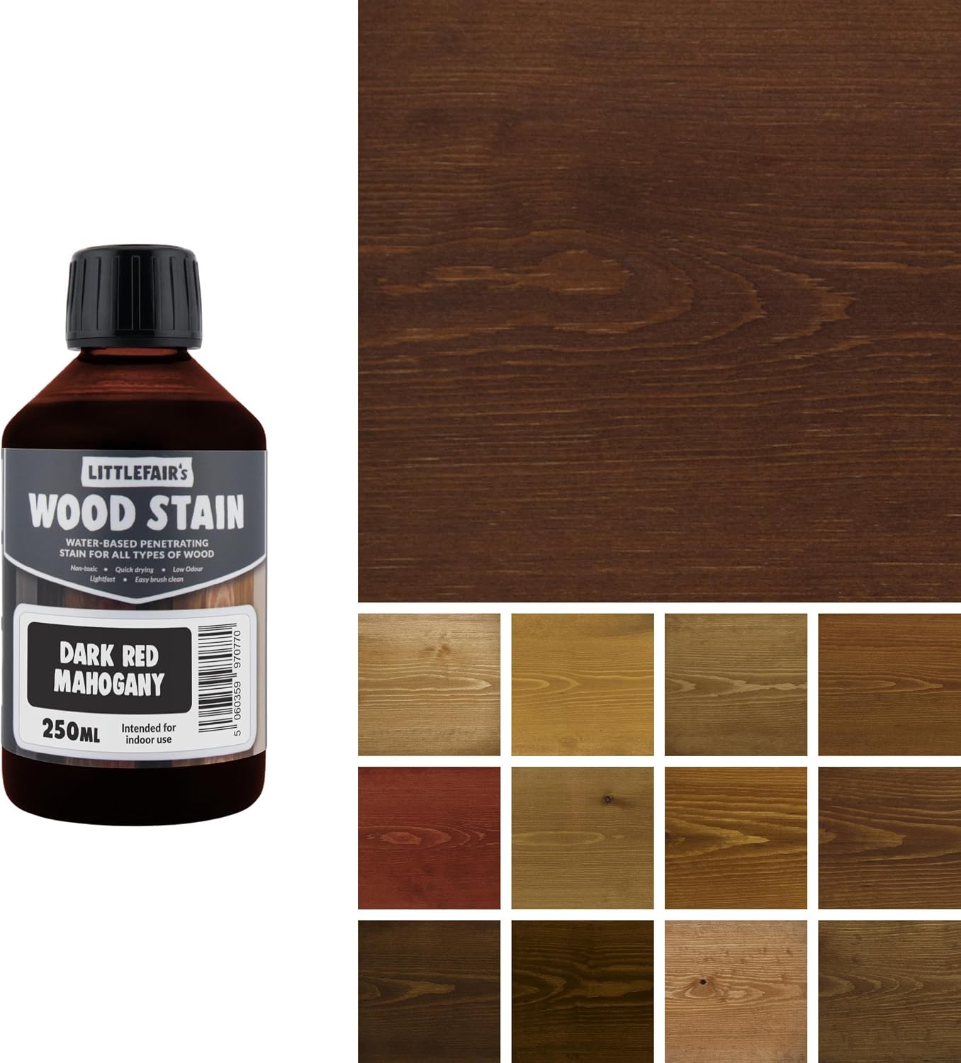 Littlefair's Wood Stain Water Based - 8.5oz/250ml - Indoor Furniture Stain Light & Dark Finishes - Special Non Toxic & Eco Friendly Formula - Wood Stain for Crafts - Color: Antique Stripped Pine
