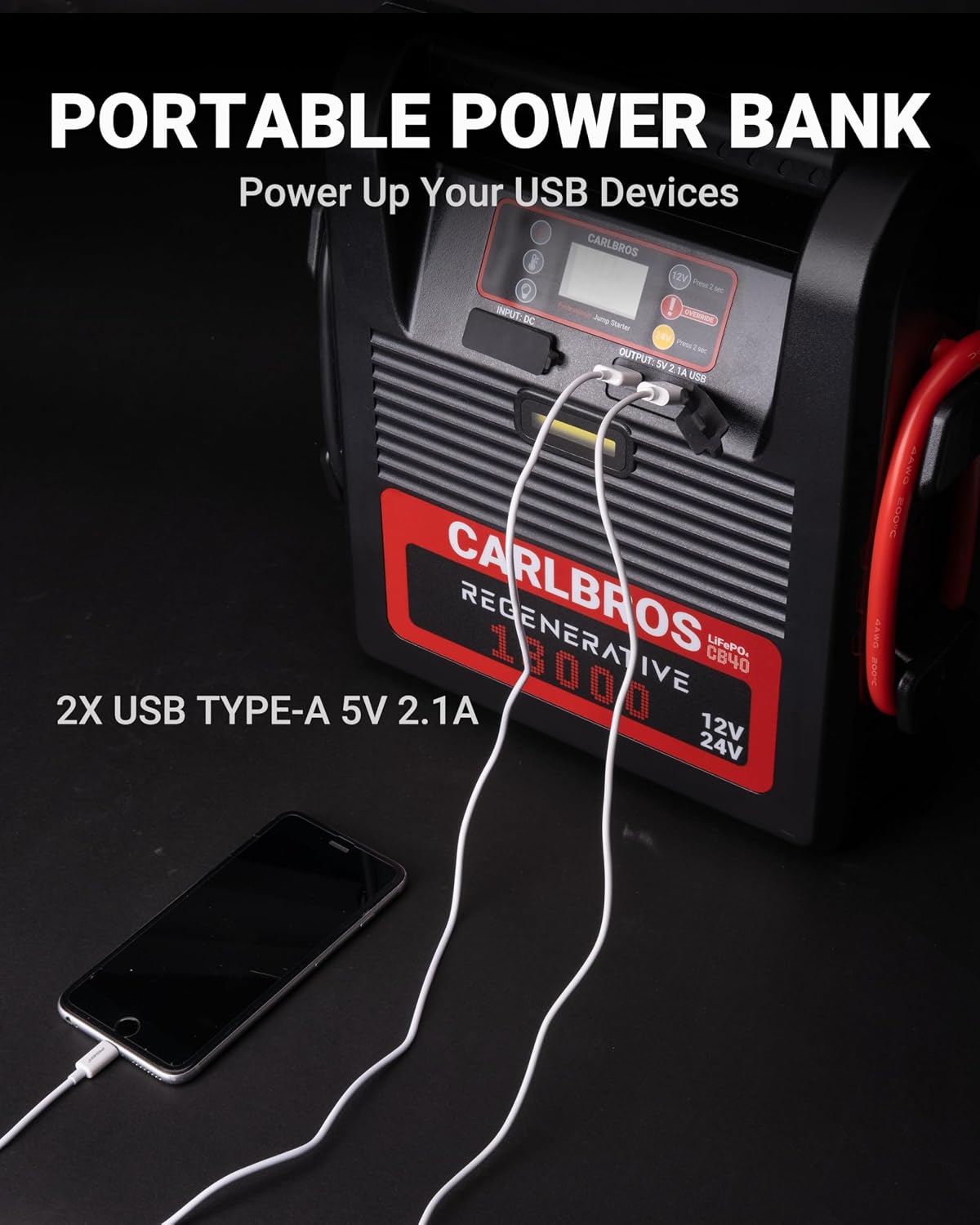 CB40 Heavy Duty Jump Starter, 40S Fast Recharge, 18000A 12/24 Volt Battery Jump Pack for Gas & Diesel Engines Up to 32L