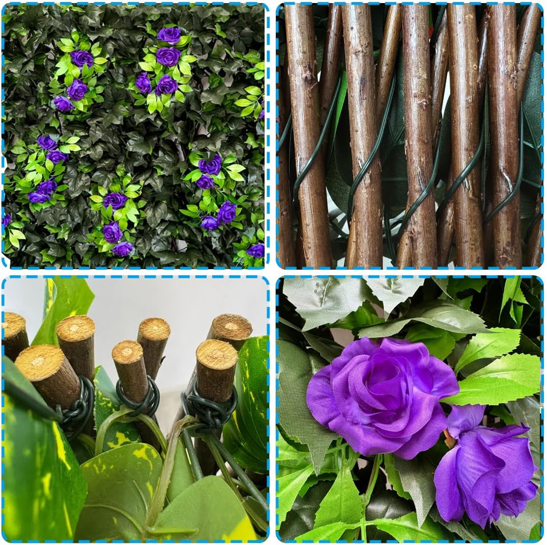 Expandable Fence Privacy Screen for Balcony Patio Outdoor,Decorative Faux Ivy Fencing Panel,Artificial Hedges (Single Sided Leaves)……