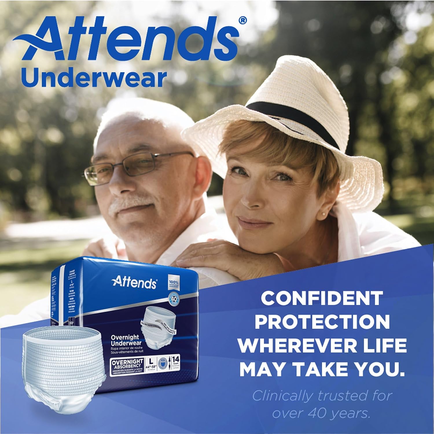 Attends Overnight Underwear for Adult Incontinence Care with ConfidenceCuff™ Protection, Overnight Absorbency, Unisex, X-Large, 12 Count (x4) | Unisex