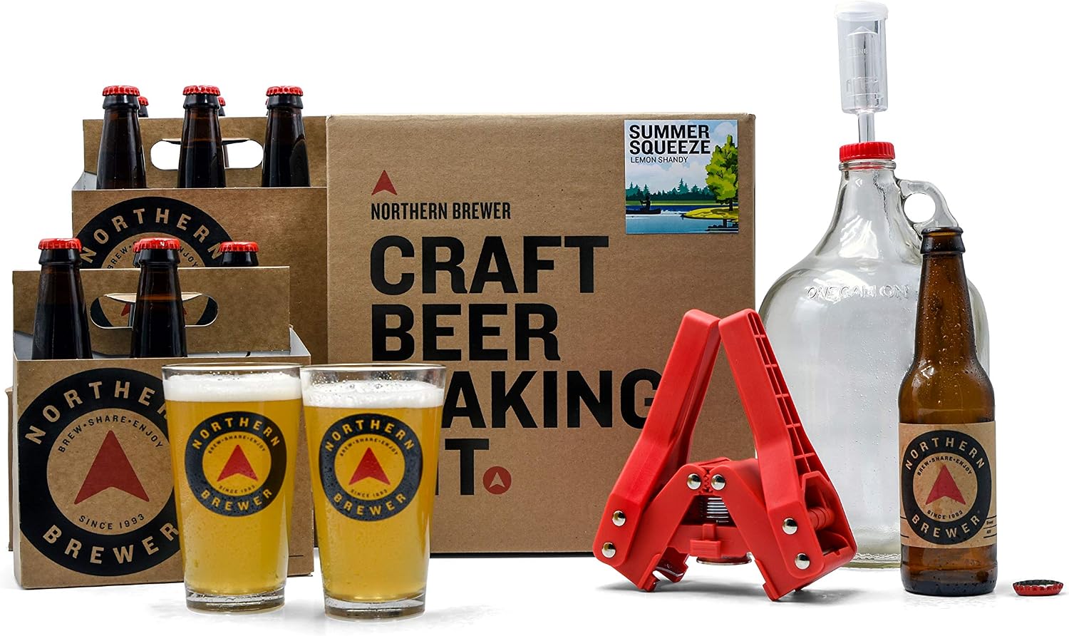 Northern Brewer - Siphonless 1 Gallon Craft Beer Making Starter Kit, Equipment and Beer Recipe Kit (American Wheat)