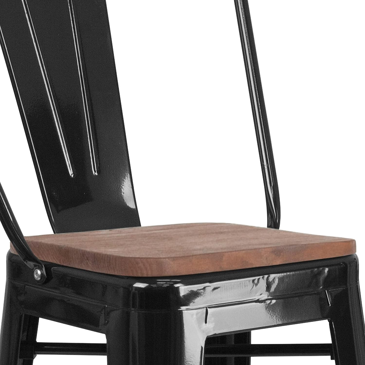 Flash Furniture 30 in Metal Barstool with Back, Blue | Commercial Grade, Removable Back, Indoor/Outdoor Use