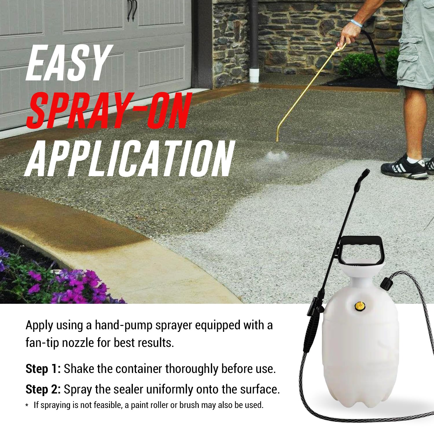 DryWay Silane Siloxane Penetrating Concrete Driveway Sealer, Natural Finish | Breathable Water-Repellent Concrete Sealer for Brick, Pavers, Patios, Pool Decks & Outdoor Concrete - Non-Film Forming