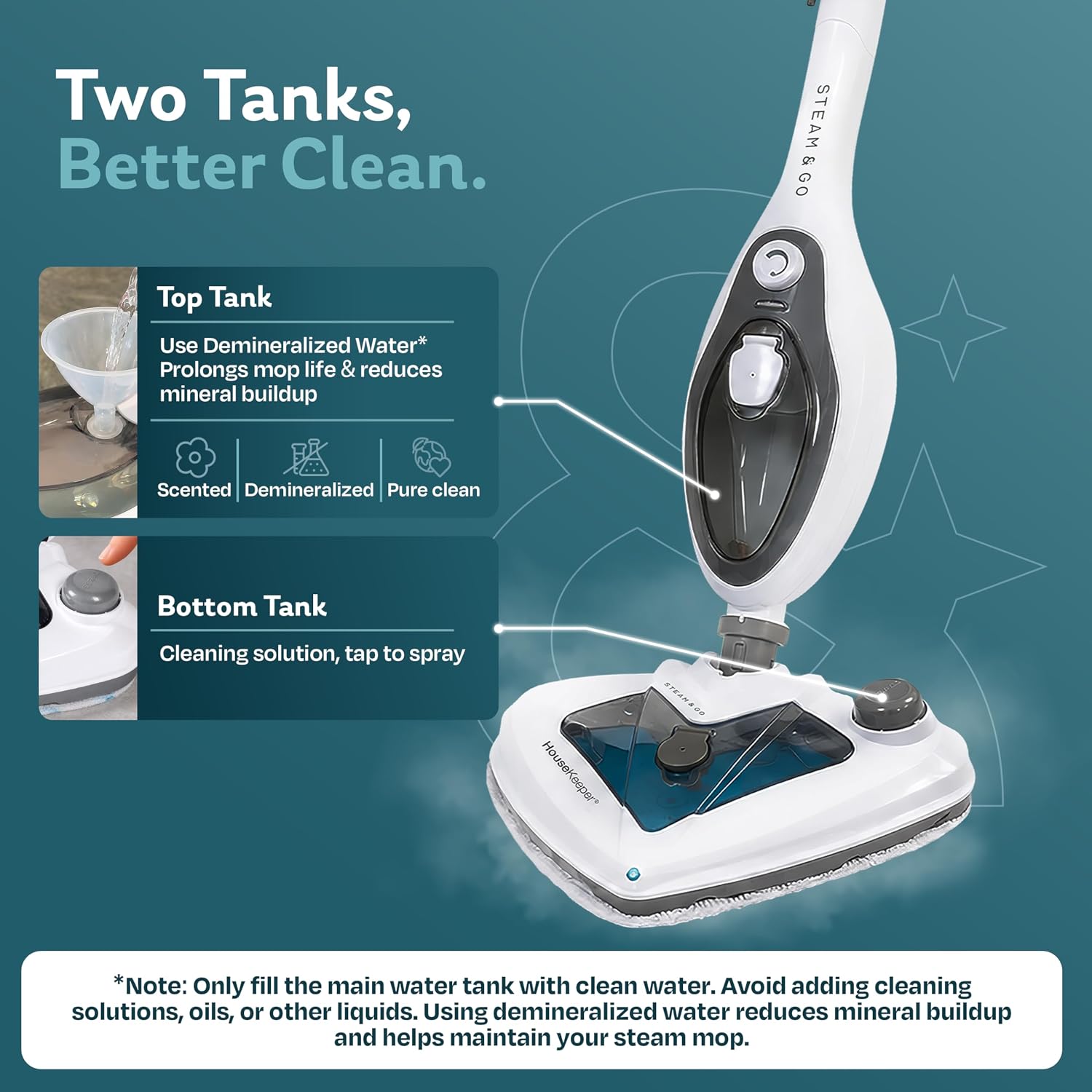 Steam & Go 10-in-1 Multi-Surface Steam Mop - Deep Clean with Heat | Converts to handheld cleaner for grout, upholstery & furniture