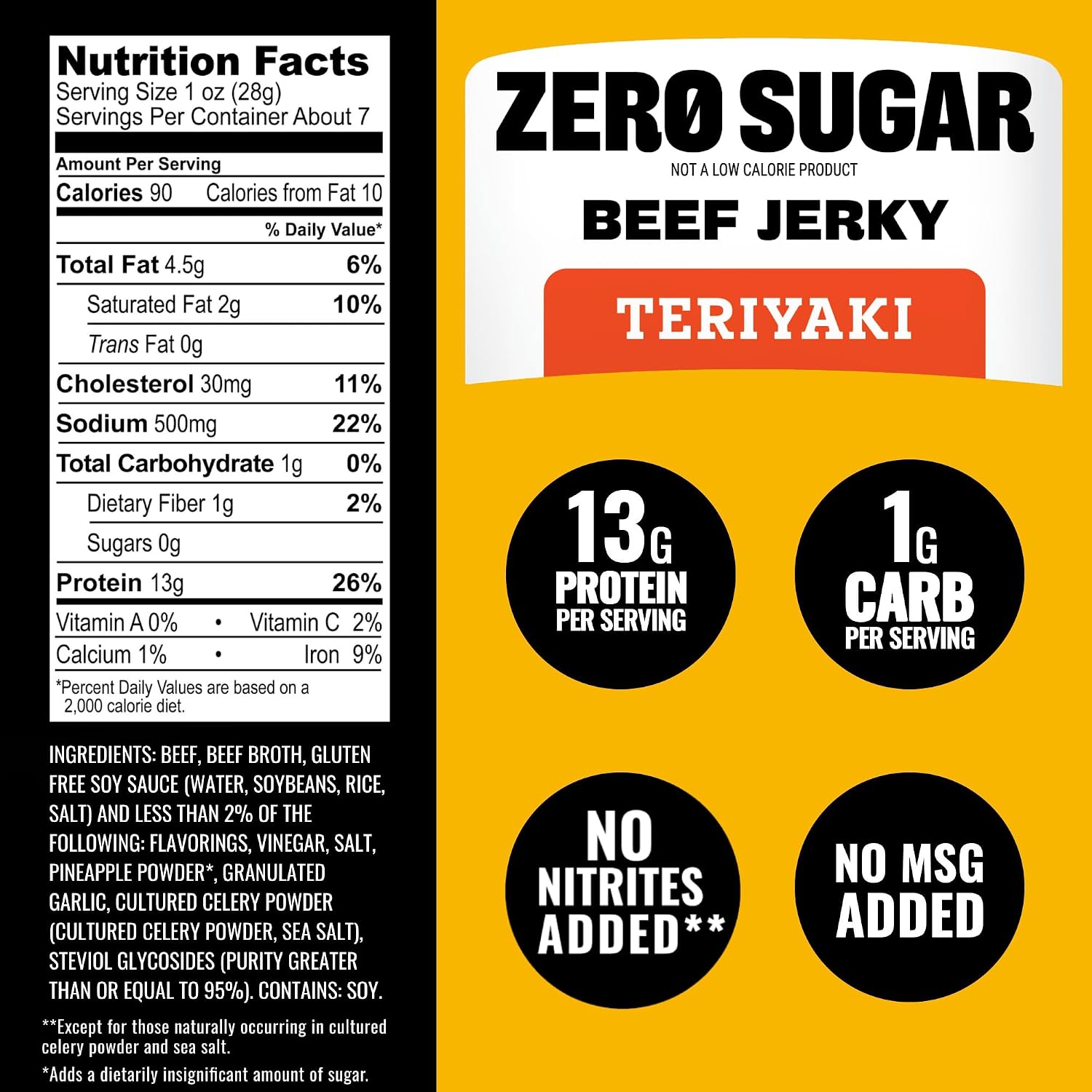 Tillamook Country Smoker Zero Sugar Original Beef Jerky Sticks, 6.5 Oz, 14g Protein, Real Hardwood Slow-Smoked, High Protein, Low Carb Meat Snacks, Keto-Friendly, 0g Sugar & Total Carbs