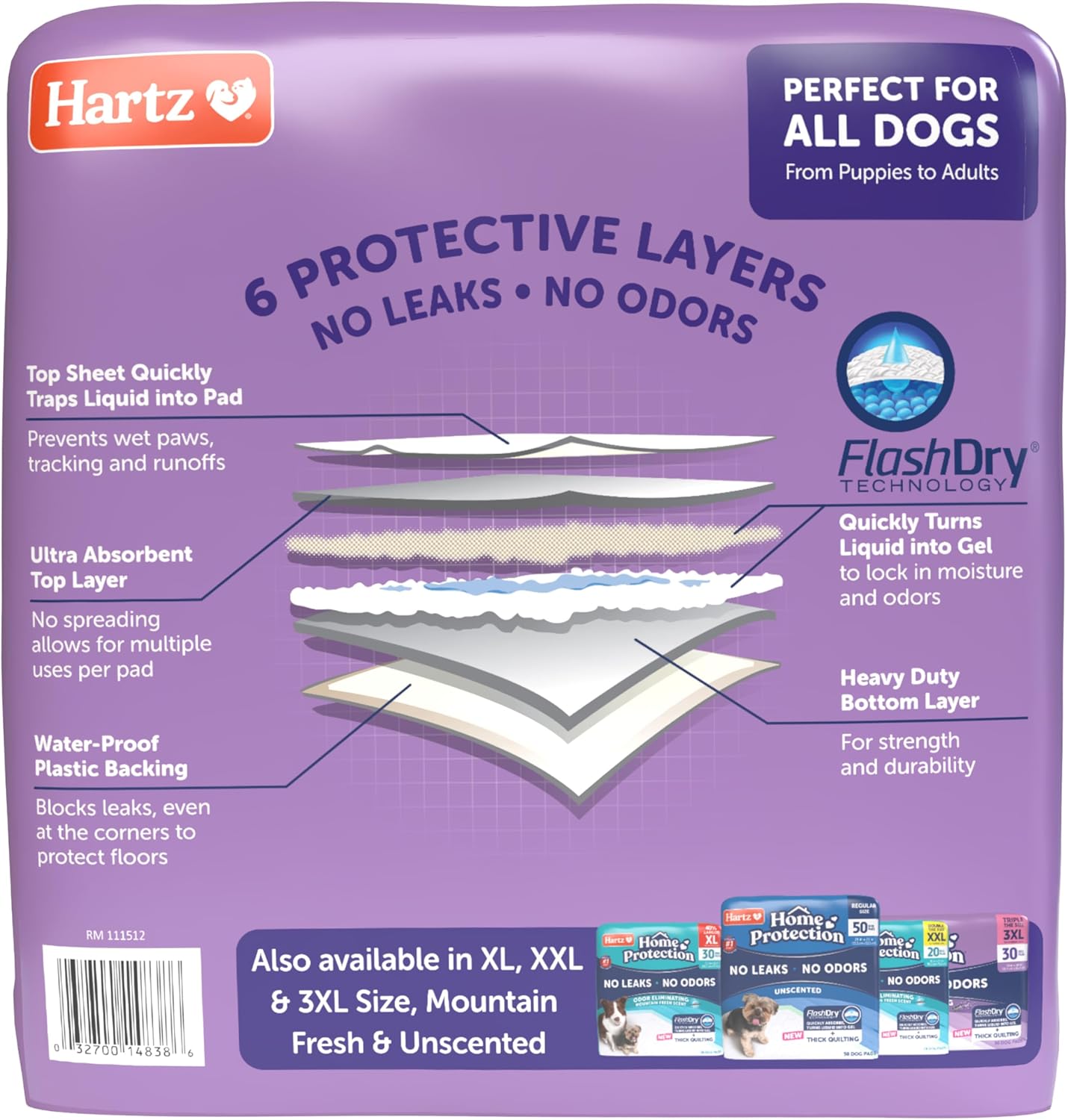 Hartz Home Protection Lavender Scented Odor Eliminating Dog Pads, 50 Count