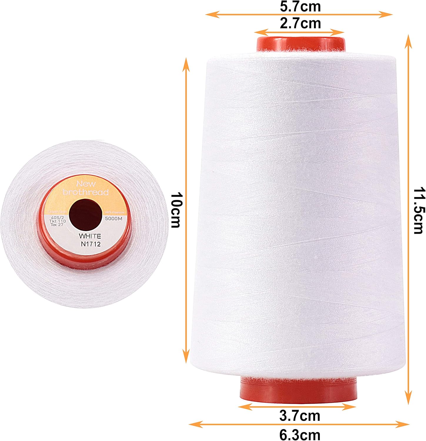 New brothread 4 Large Cones All Purpose Polyester Thread -Cream