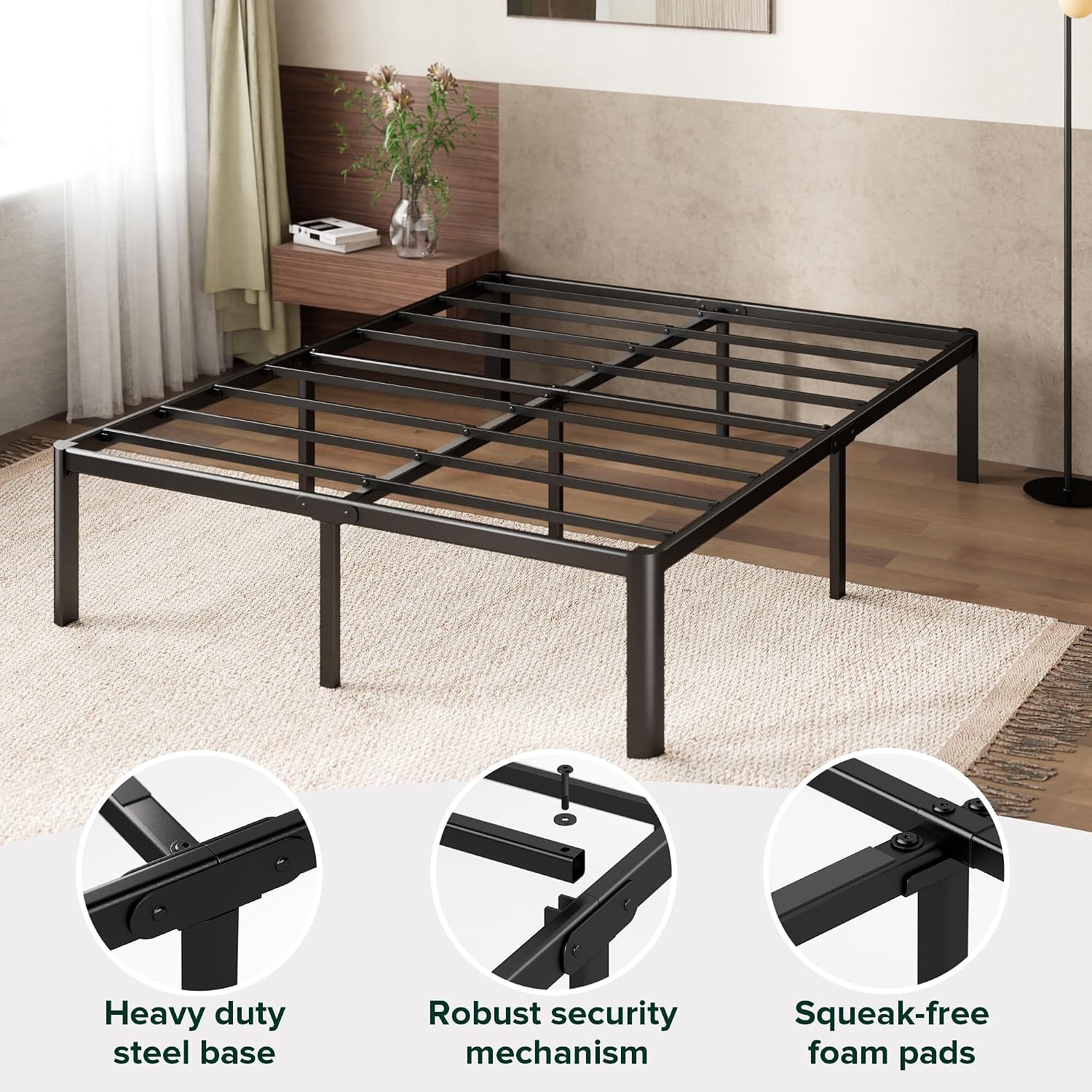 ZINUS Van 16 Inch Metal Platform Bed Frame / Steel Slat Support / No Box Spring Needed / Easy Assembly, Full