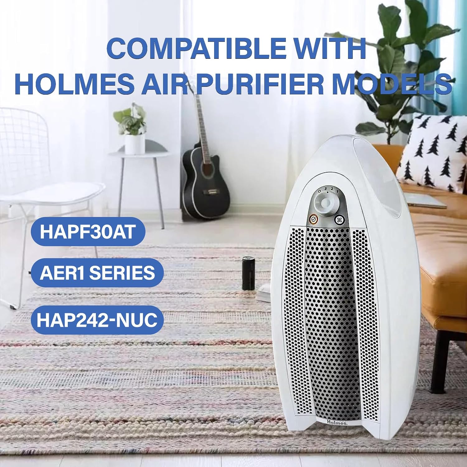 Aer1 Filter Replacement for Holmes AER1 Air Purifiers, 4 True Air Filters + 8 Carbon Booster Filters for Replacement Parts # HAPF300AH-U4R, HAP242-NUC