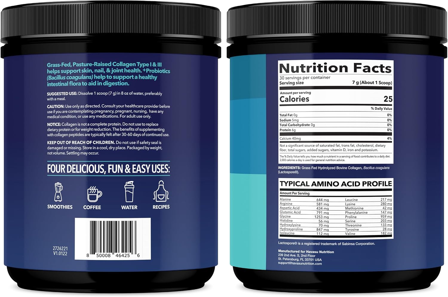 Collagen Peptides Powder with Probiotics, Unflavored, Hair, Skin & Nails