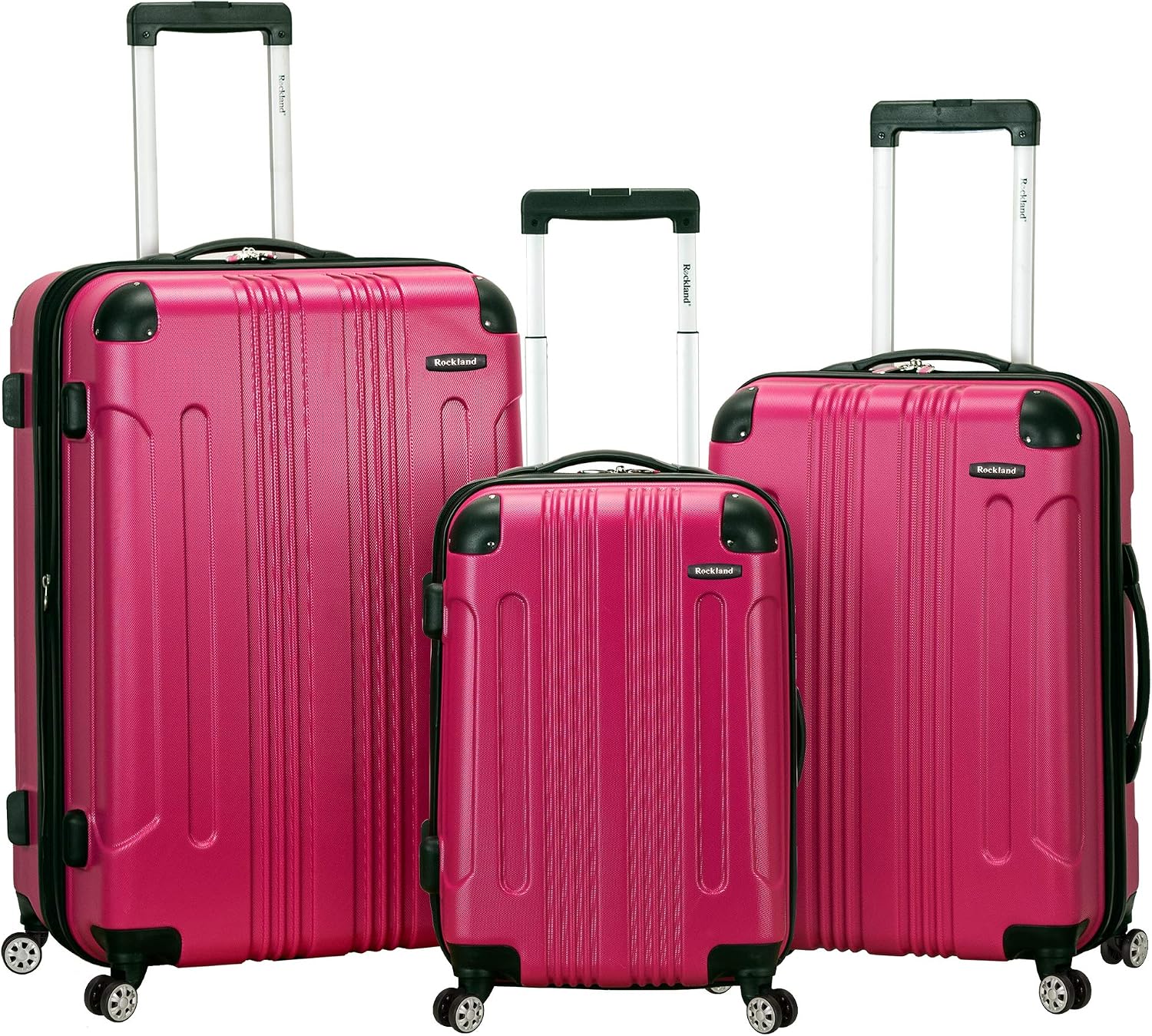 Rockland London Hardside Spinner Wheel Luggage, White, 3-Piece Set (20/24/28)