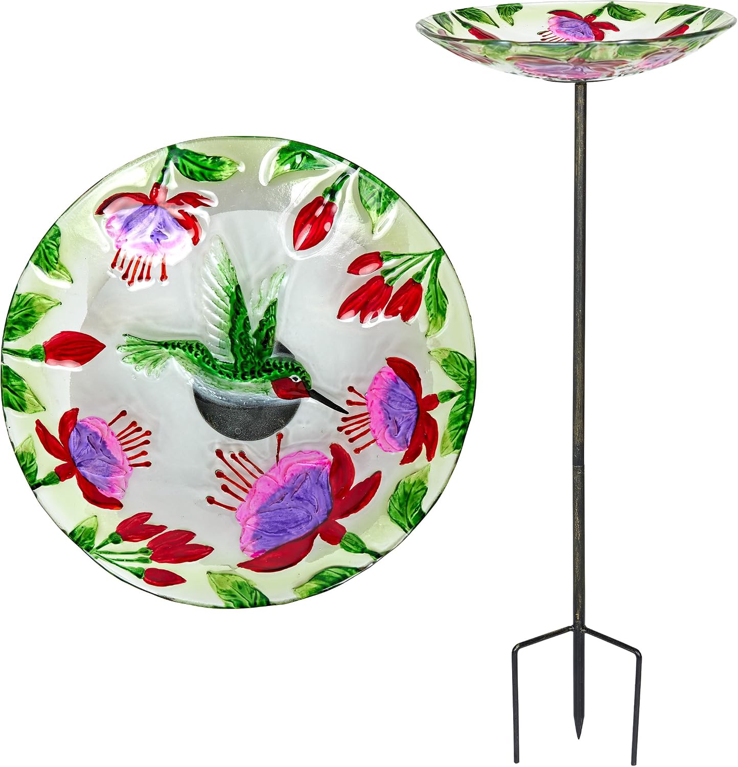 Alpine Corporation 25" Tall Outdoor Birdbath with Planter Pedestal Yard Statue, Stunning Garden Accent, 15" Round, Green