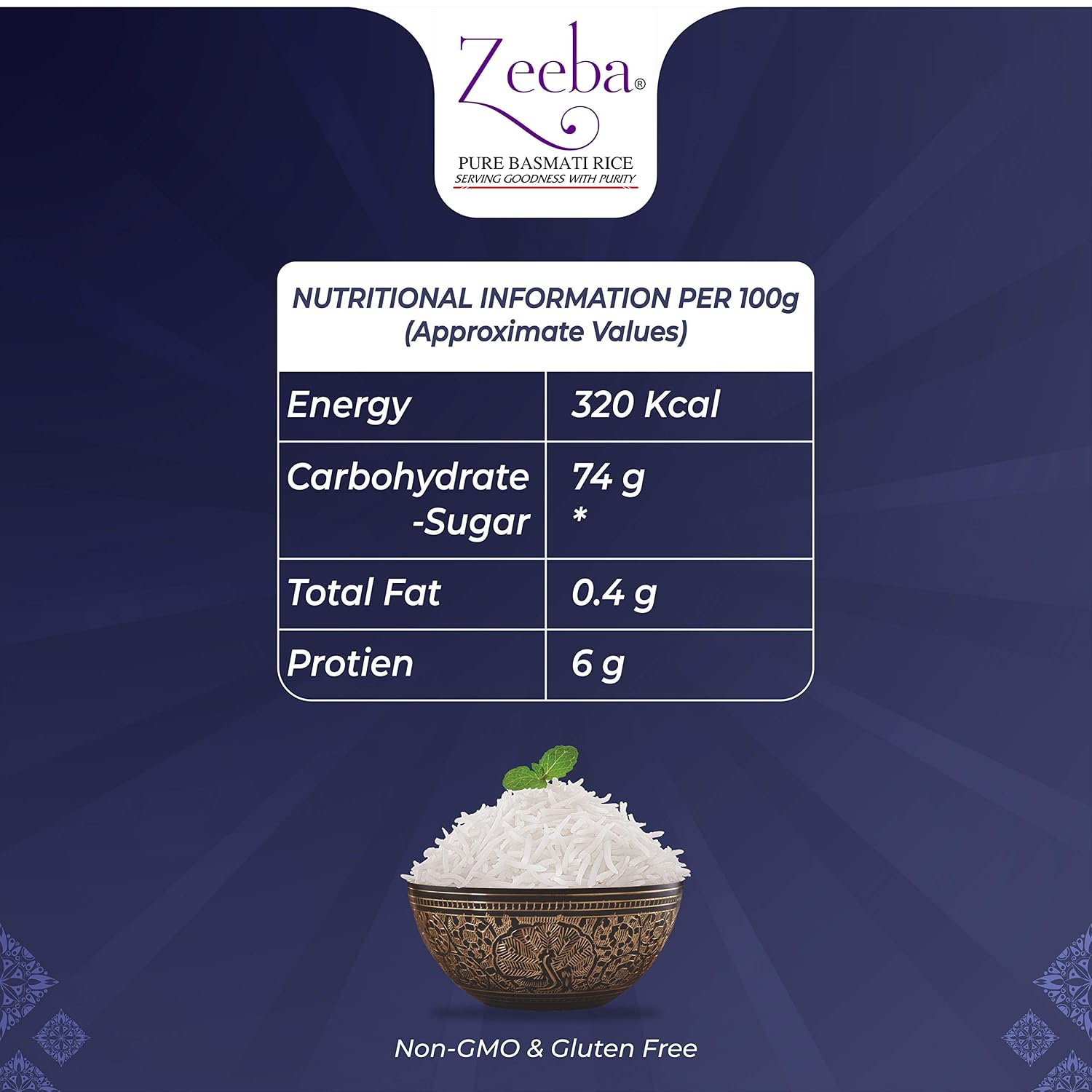 Zeeba 1121 Premium Basmati Rice, 10 lbs (4.54 kg)