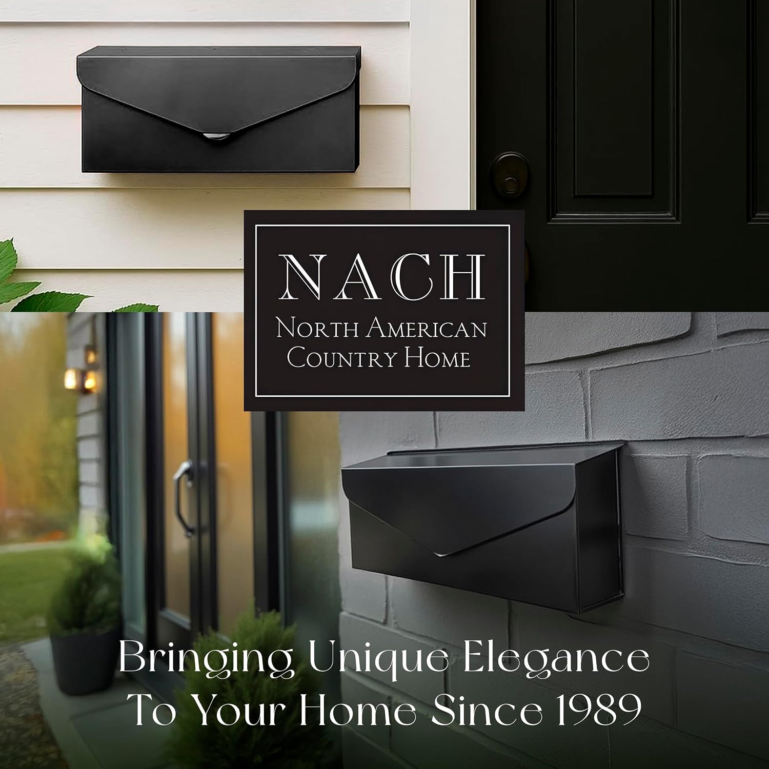 NACH Black Envelope Wall Mount Mailbox, Rust Resistant Metal Mailbox, Black Mailbox Wall Mount, Mailboxes for Outside Wall Mount, Outdoor Mailboxes, Wall Mailbox, 14.1 x 3.5 x 6 Inches, MB-6915BLK