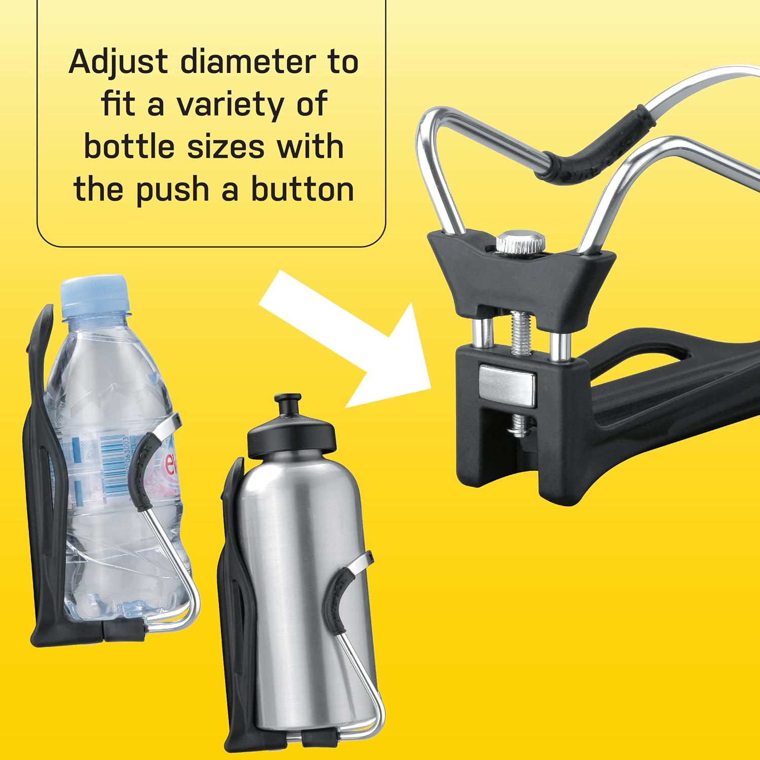 Topeak Modula Cage II Adjustable Water Bottle Holder – Fits 63–74mm (2.5”–2.9”), Aluminum & Plastic Build, Quick Button Adjustment