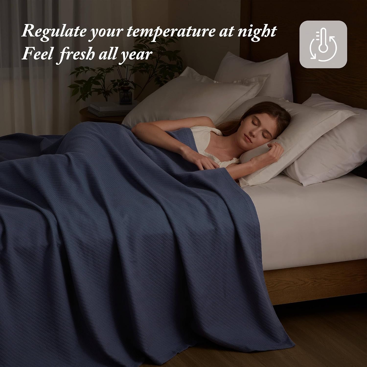 Madison Park Liquid Cotton Luxury Blanket Premium Soft Cozy 100% Ring Spun Cotton For Bed , Couch or Sofa, Full/Queen, Light Blue | Breathable Fabric for Bed or Couch, Diamond Pattern, Lightweight, OEKO-TEX Certified