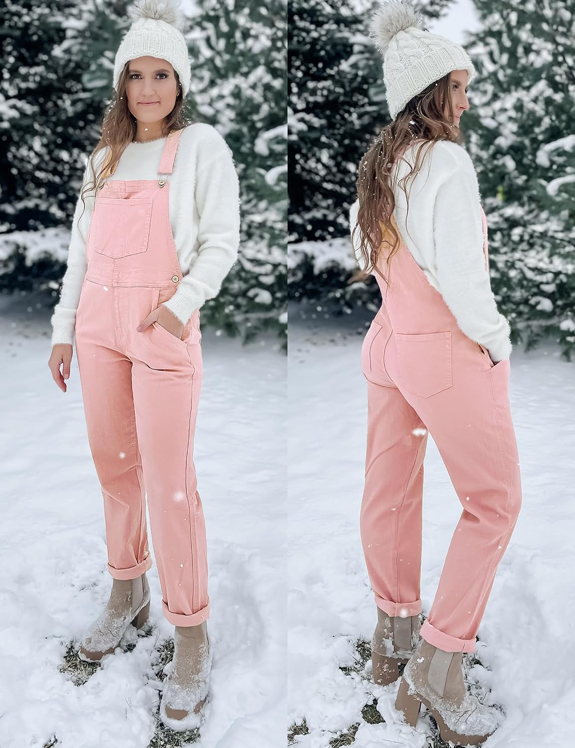 luvamia Women's Casual Stretch Adjustable Denim Bib Overalls Jeans Pants Jumpsuits