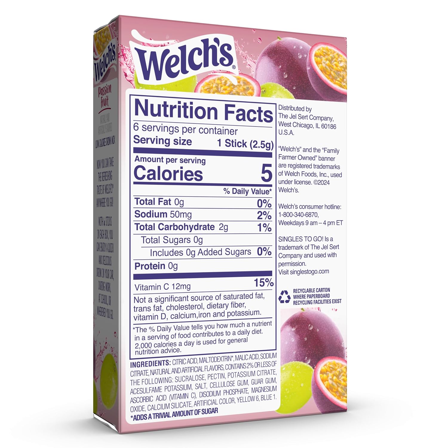 Singles To Go! Welch's Water Drink Mix, Grape, 72 Packets