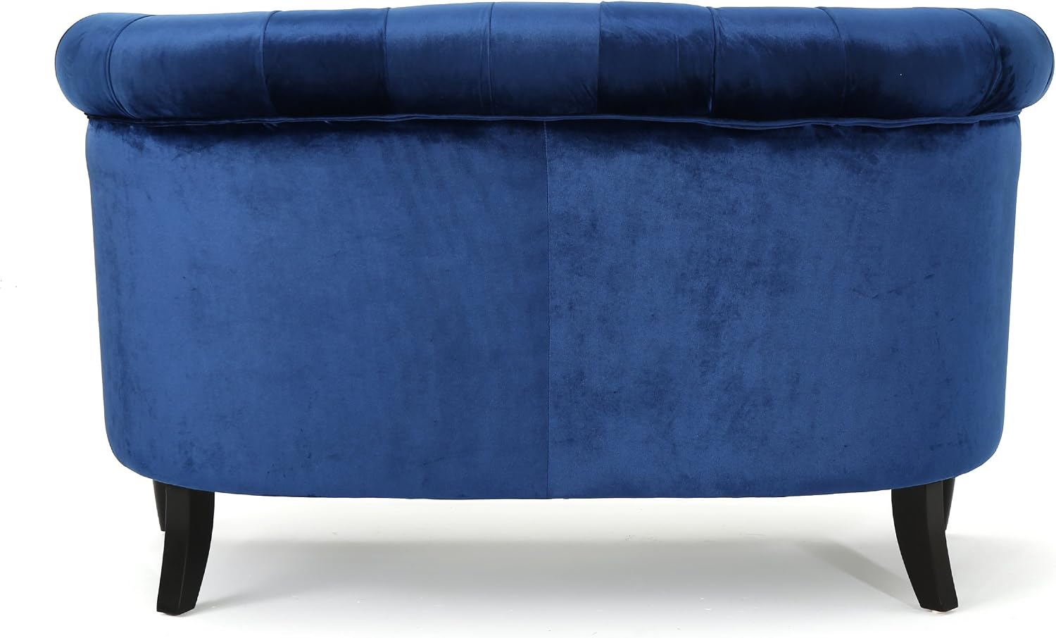Christopher Knight Home Milani Tufted Scroll Arm Velvet Loveseat, Navy Blue / Dark Brown